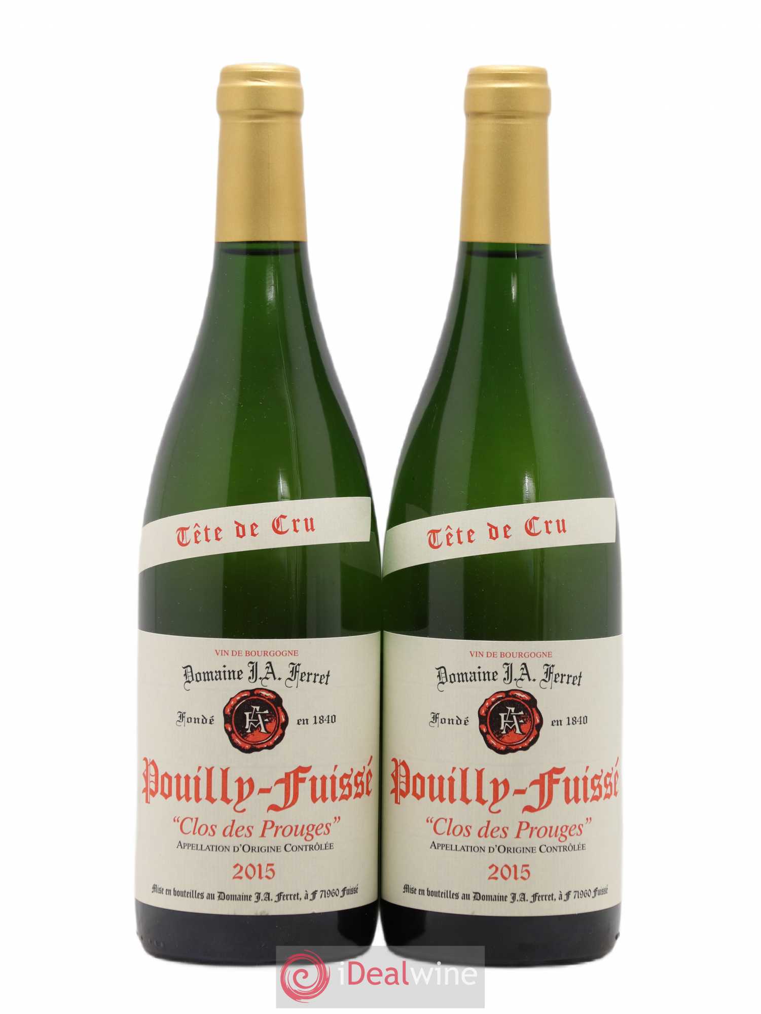 Pouilly-Fuissé Tête de Cru Clos des Prouges J.A. Ferret (Domaine) 2015 - Lot de 2 bouteilles - 0