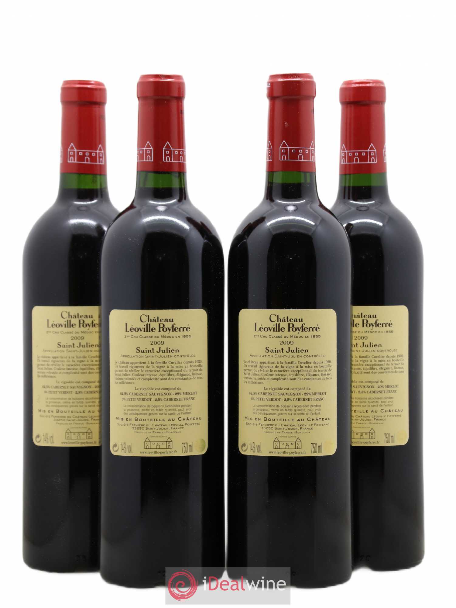 Château Léoville Poyferré 2ème Grand Cru Classé 2009 - Lot de 4 bouteilles - 1