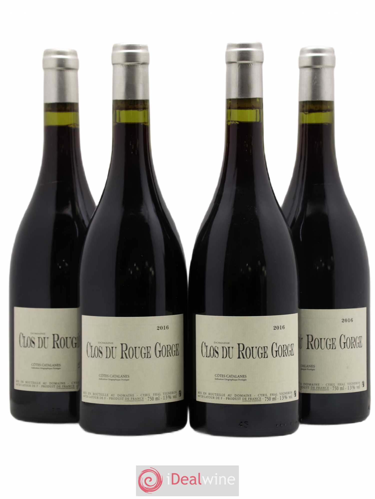 Côtes Catalanes Clos du Rouge Gorge Vieilles Vignes Cyril Fhal 2016 - Lot de 4 bouteilles - 0