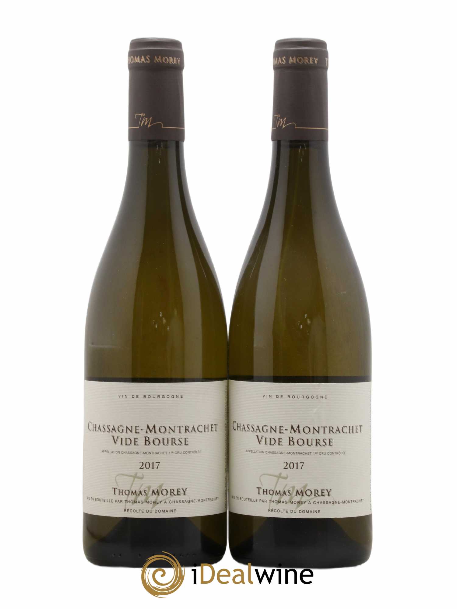 Chassagne-Montrachet 1er Cru Vide Bourse Thomas Morey 2017 - Lot de 2 bouteilles - 0
