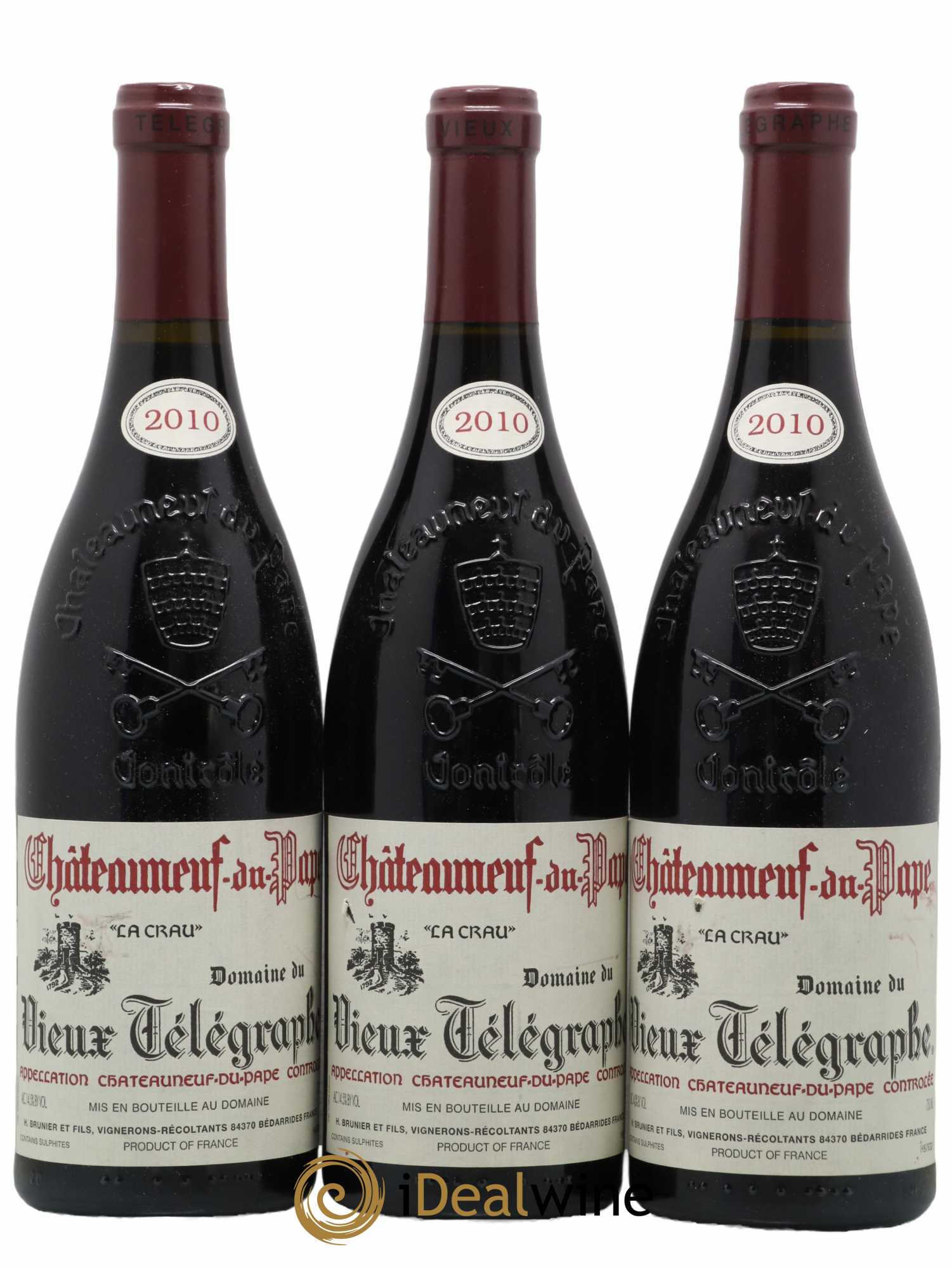 Châteauneuf-du-Pape Vieux Télégraphe (Domaine du) Vignobles Brunier 2010 - Lot de 3 bouteilles - 0