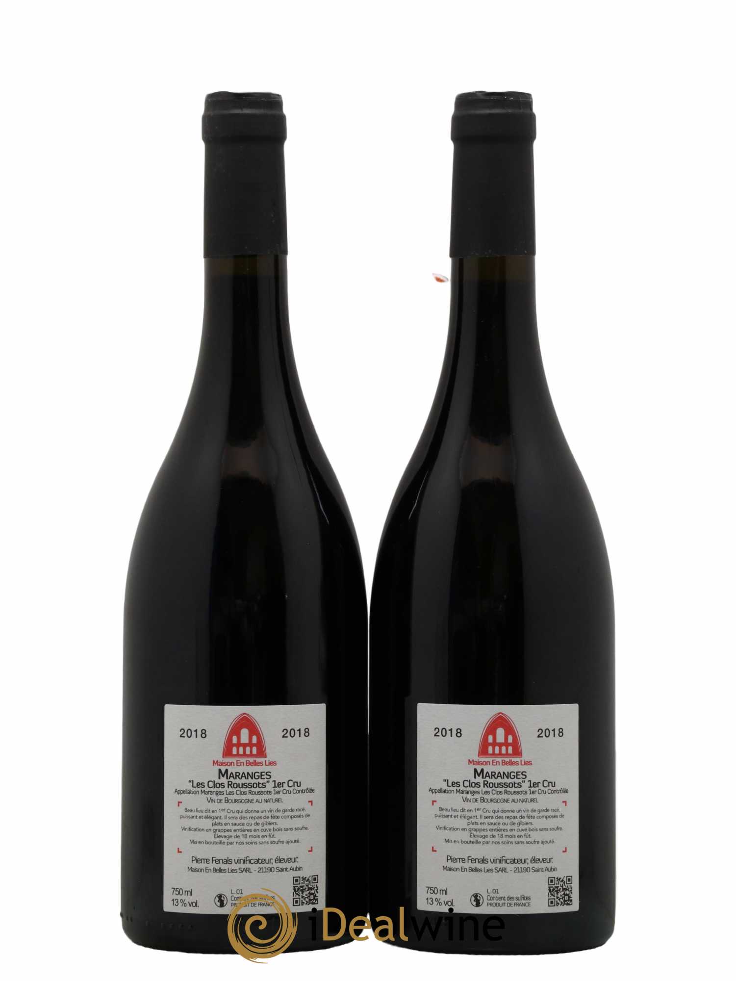 Maranges 1er Cru Les Clos Roussots Maison En Belles Lies 2018 - Lot de 2 bouteilles - 1
