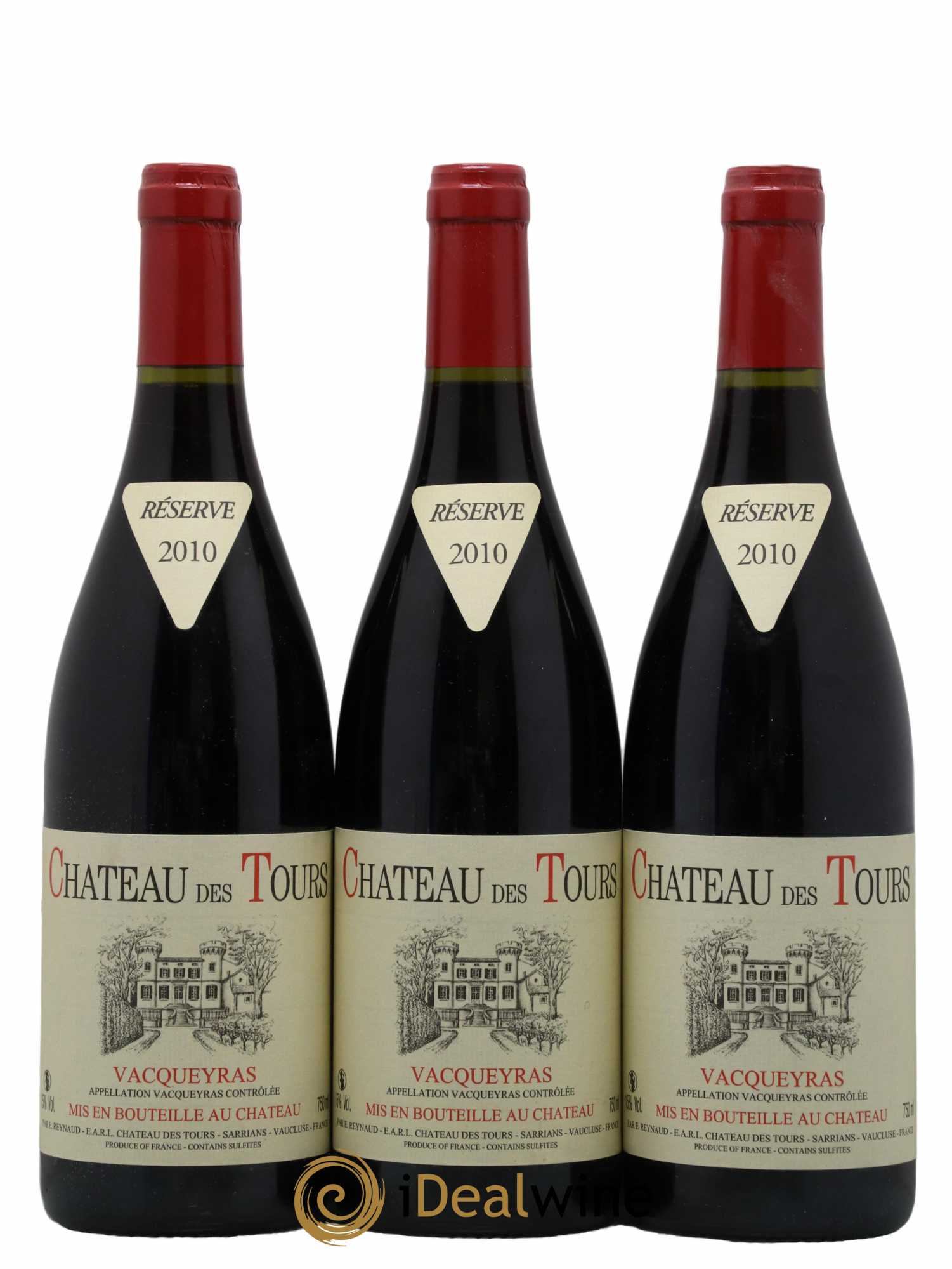 Vacqueyras Château des Tours Emmanuel Reynaud 2010 - Lot de 3 bouteilles - 0