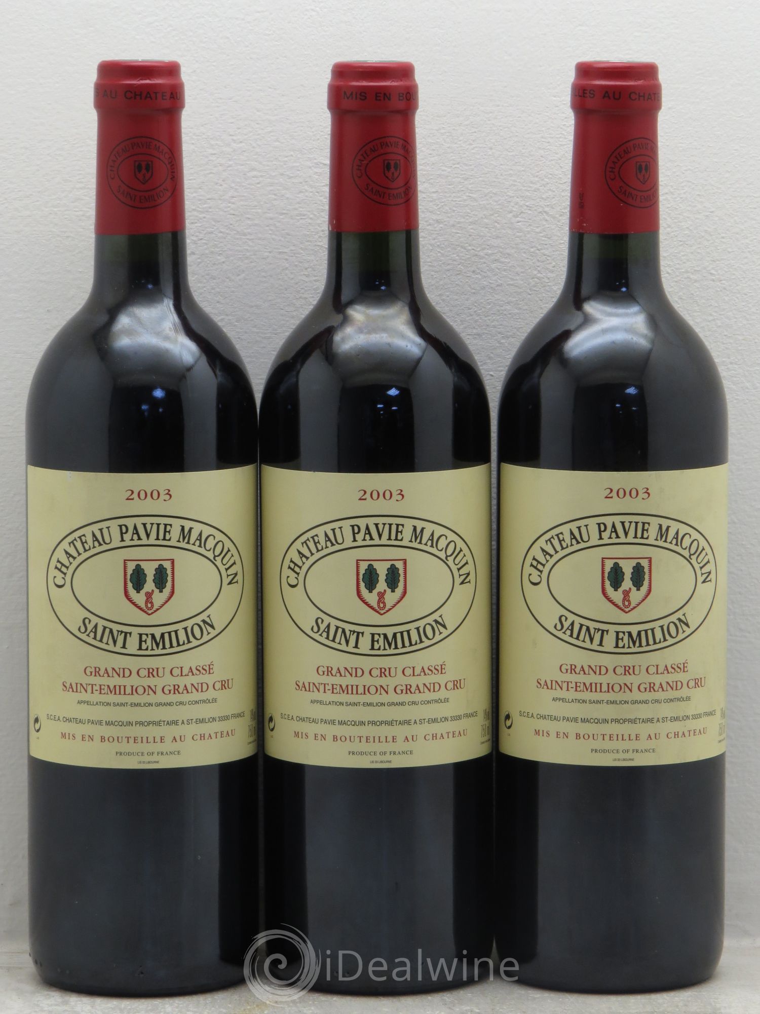 Château Pavie Macquin 1er Grand Cru Classé B 2003 - Lot de 3 bouteilles - 0