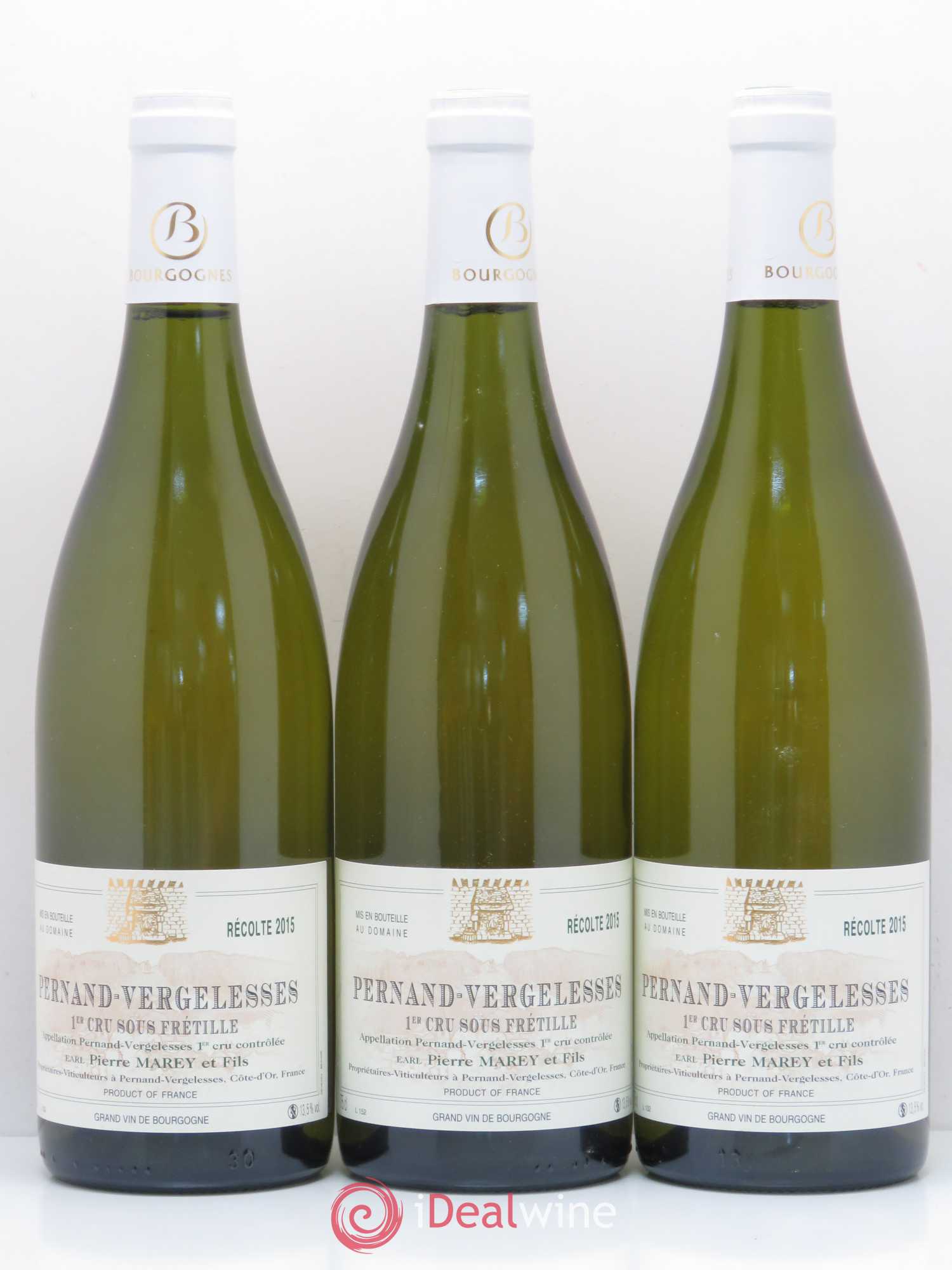 Pernand-Vergelesses 1er Cru Sous Frétille Domaine Pierre Marey 2015 - Posten von 3 Flaschen - 0