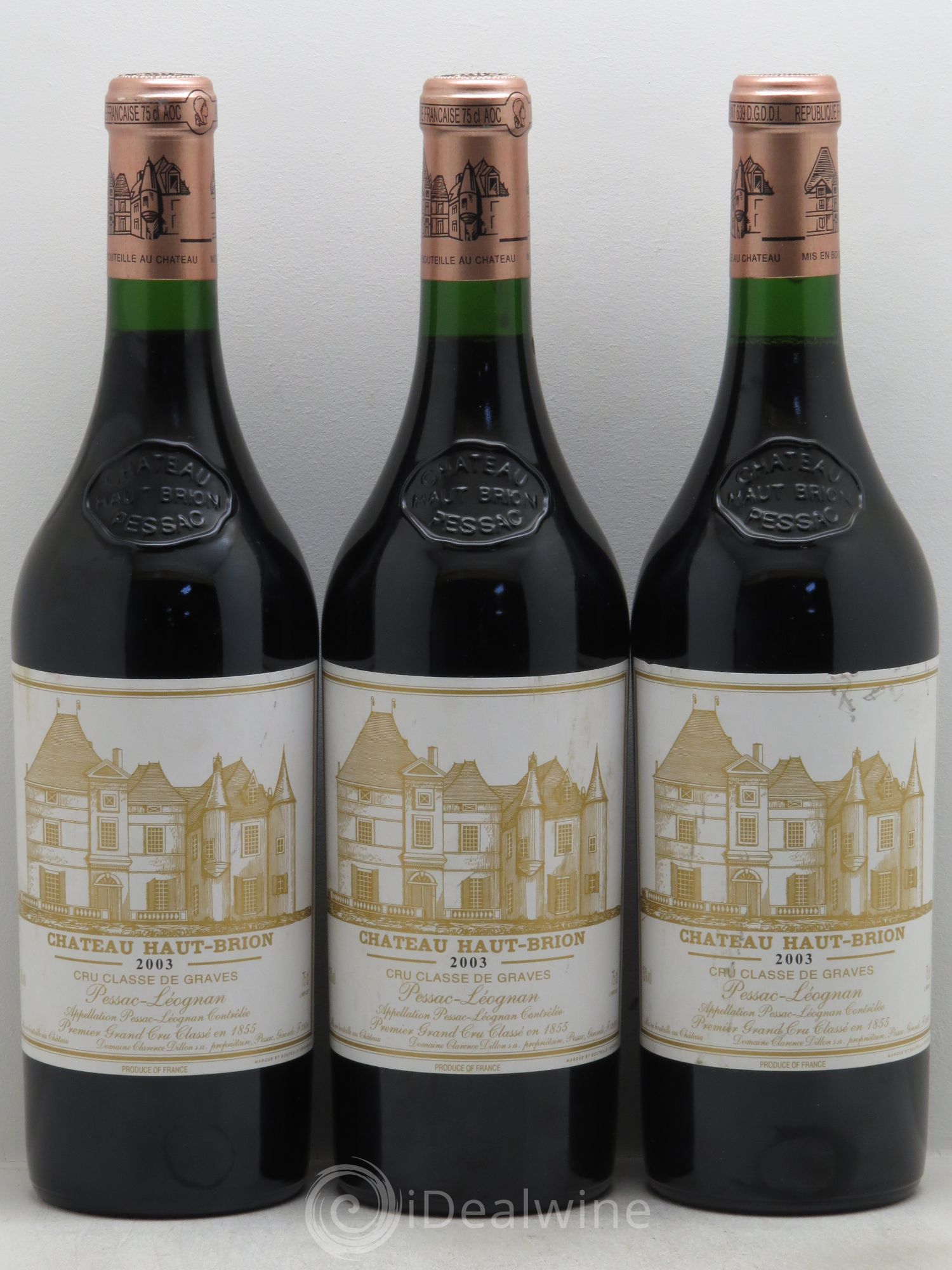 Château Haut Brion 1er Grand Cru Classé 2003 - Lot de 3 bouteilles - 0