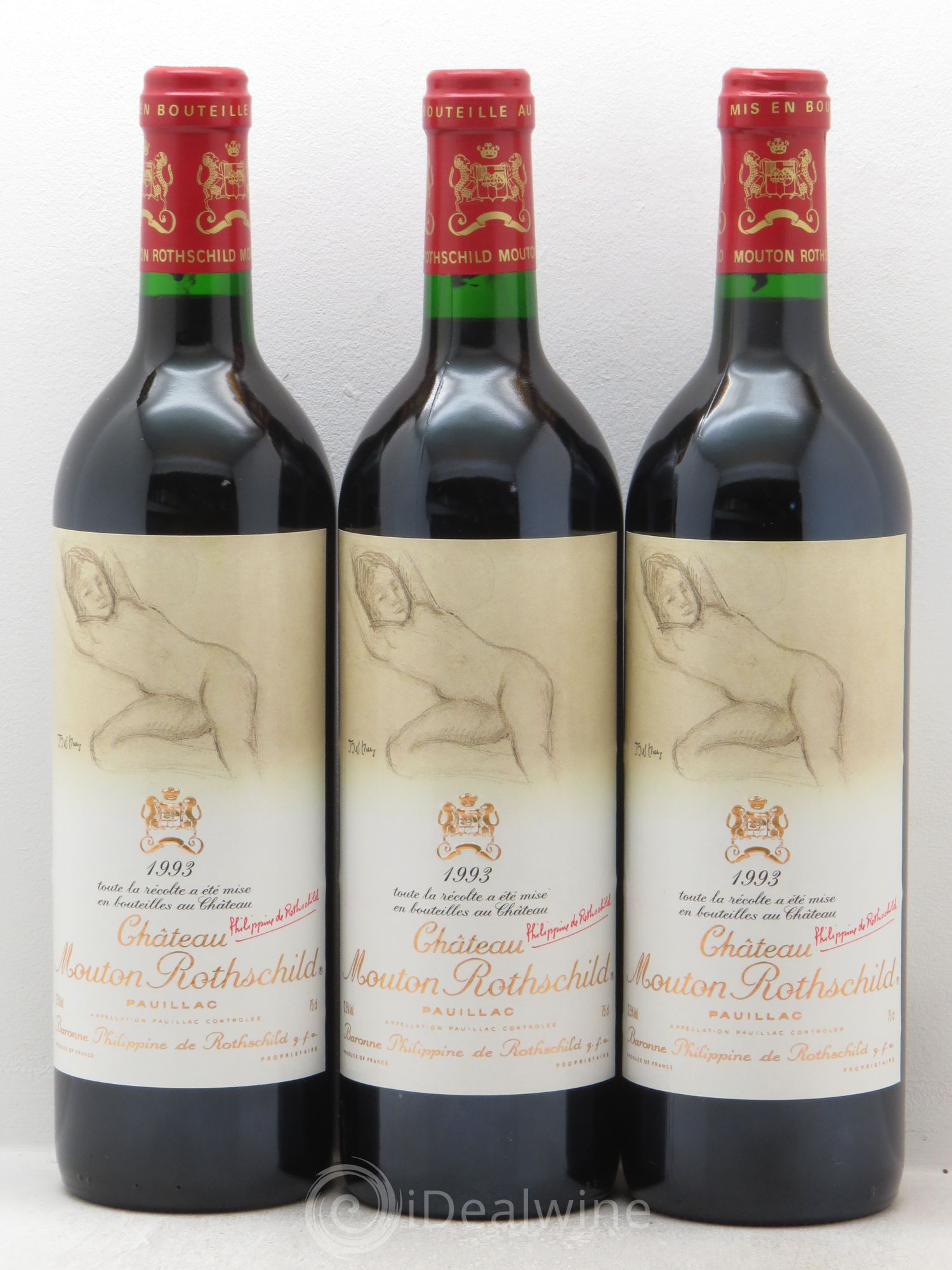 Château Mouton Rothschild 1er Grand Cru Classé 1993 - Lot de 3 bouteilles - 0