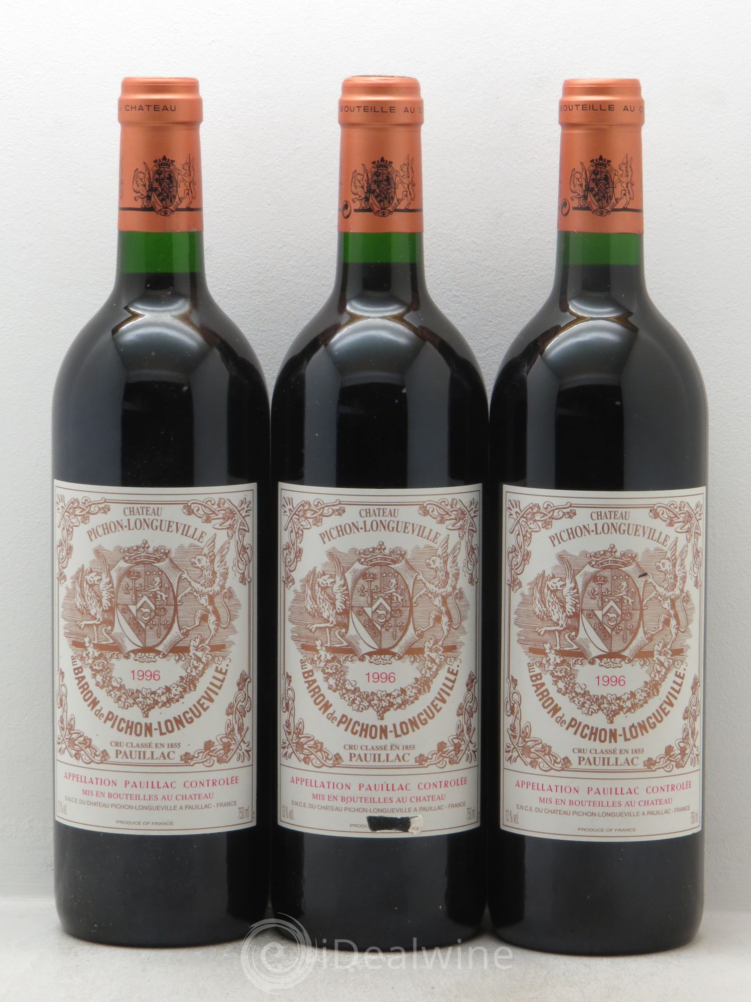 Pichon Longueville Baron 2ème Grand Cru Classé 1996 - Lot de 3 bouteilles - 0