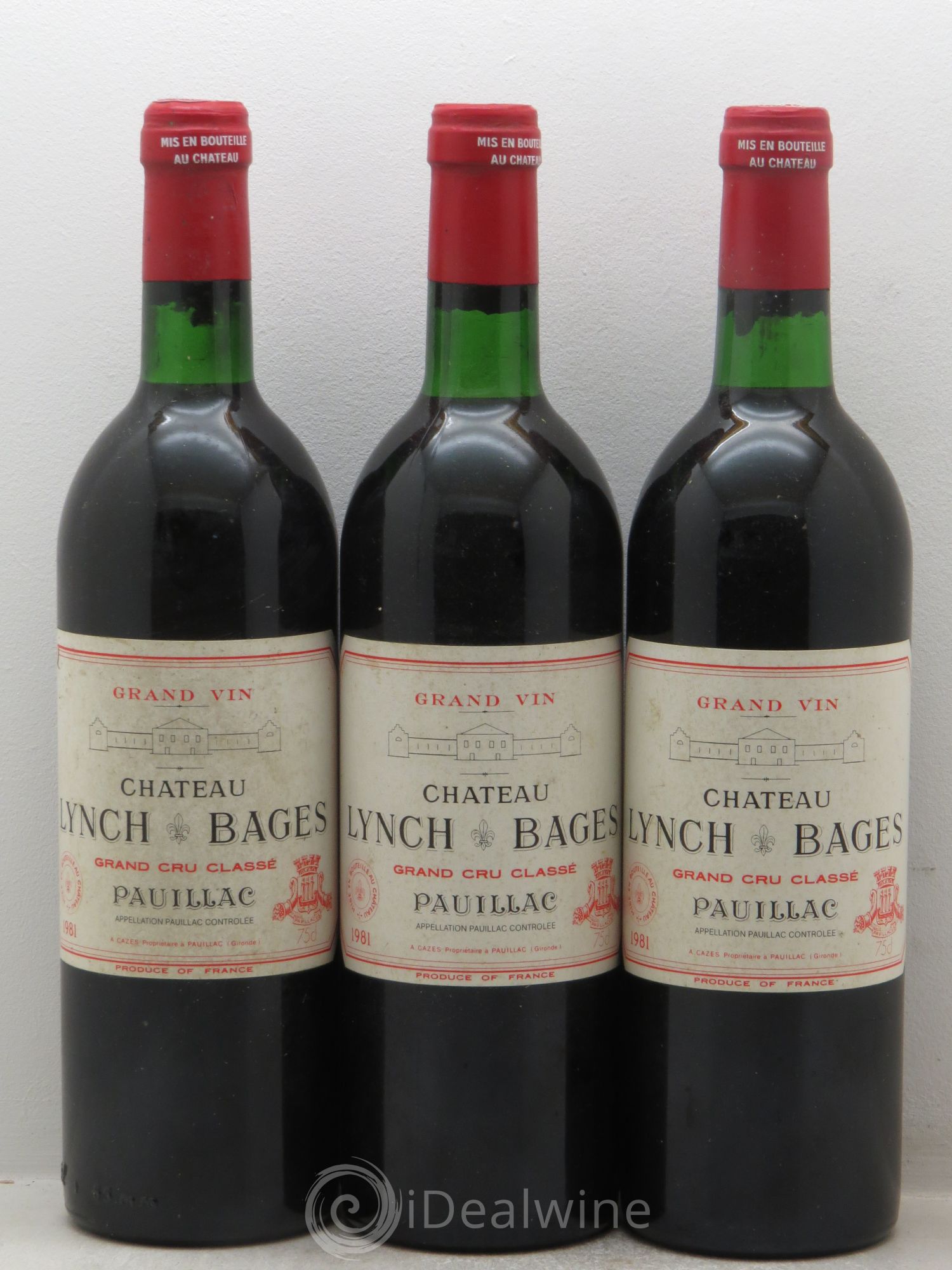 Château Lynch Bages 5ème Grand Cru Classé 1981 - Lot de 3 bouteilles - 0