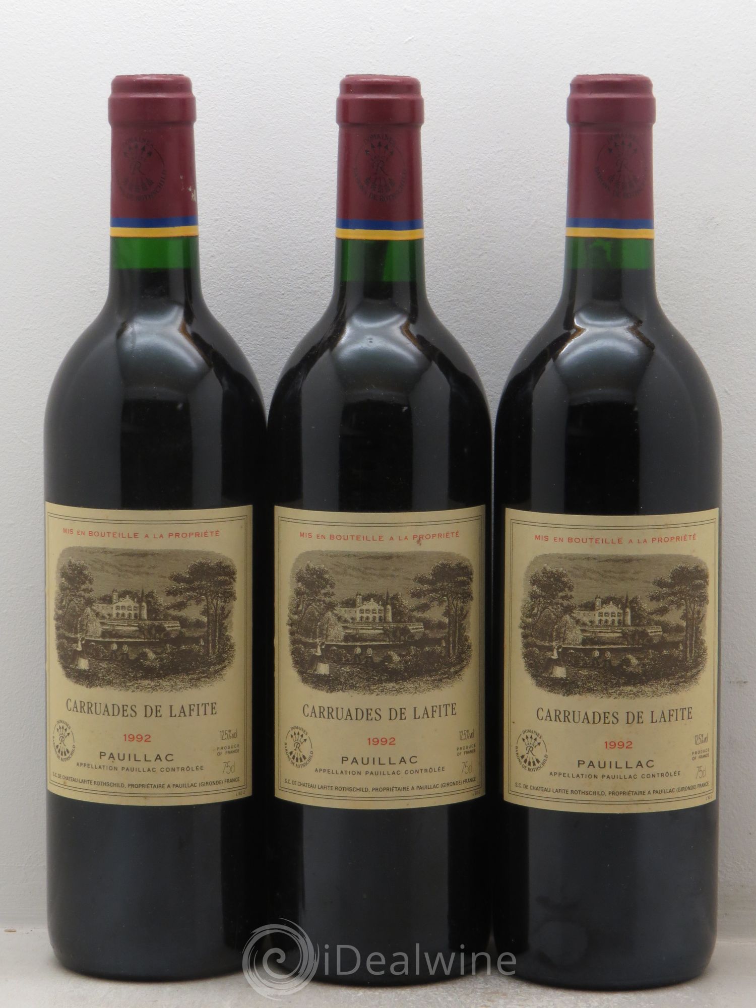 Carruades de Lafite Rothschild Second Vin 1992 - Lot de 3 bouteilles - 0