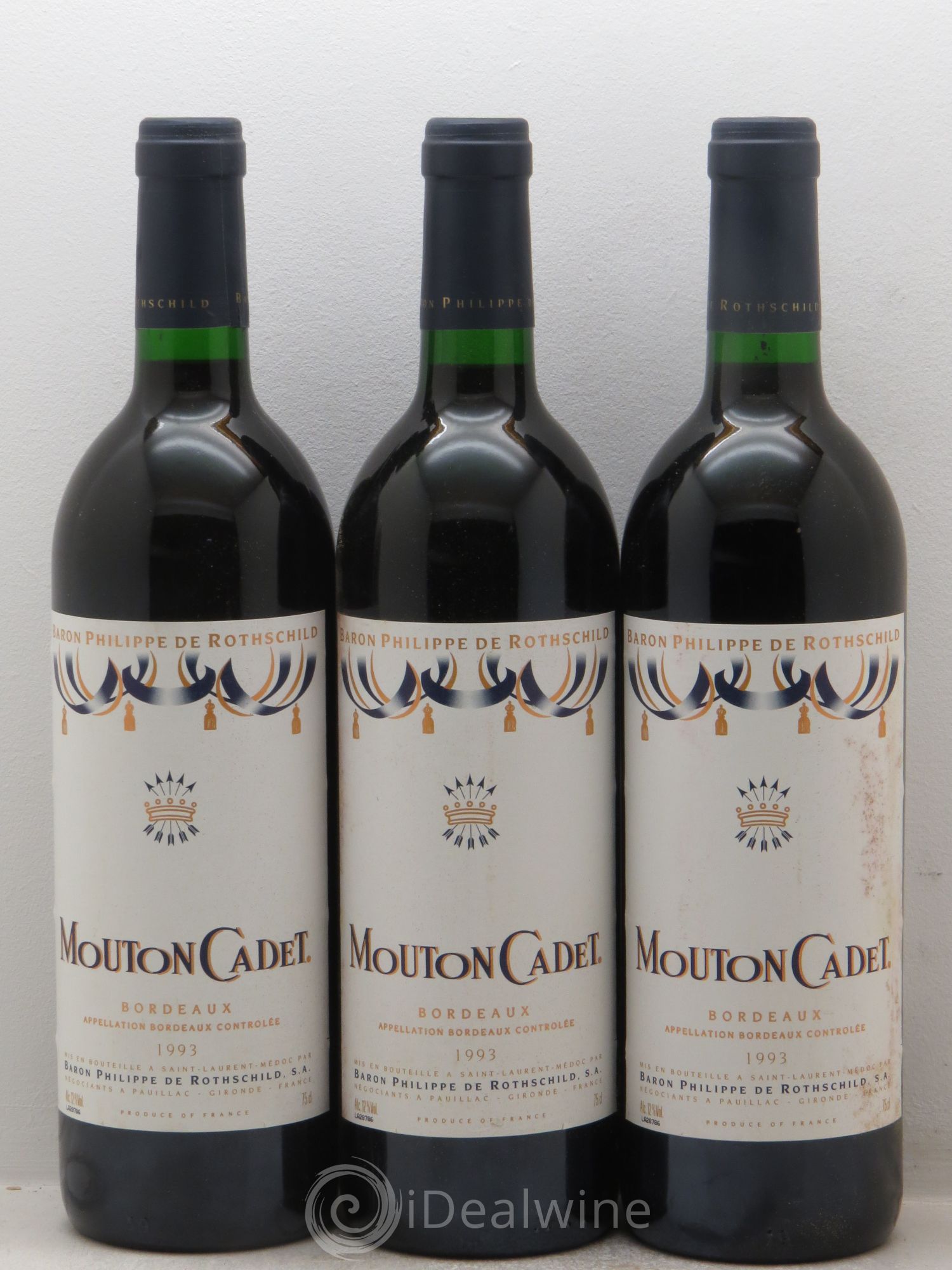 Château Mouton Cadet 1993 - Lot de 3 bouteilles - 0