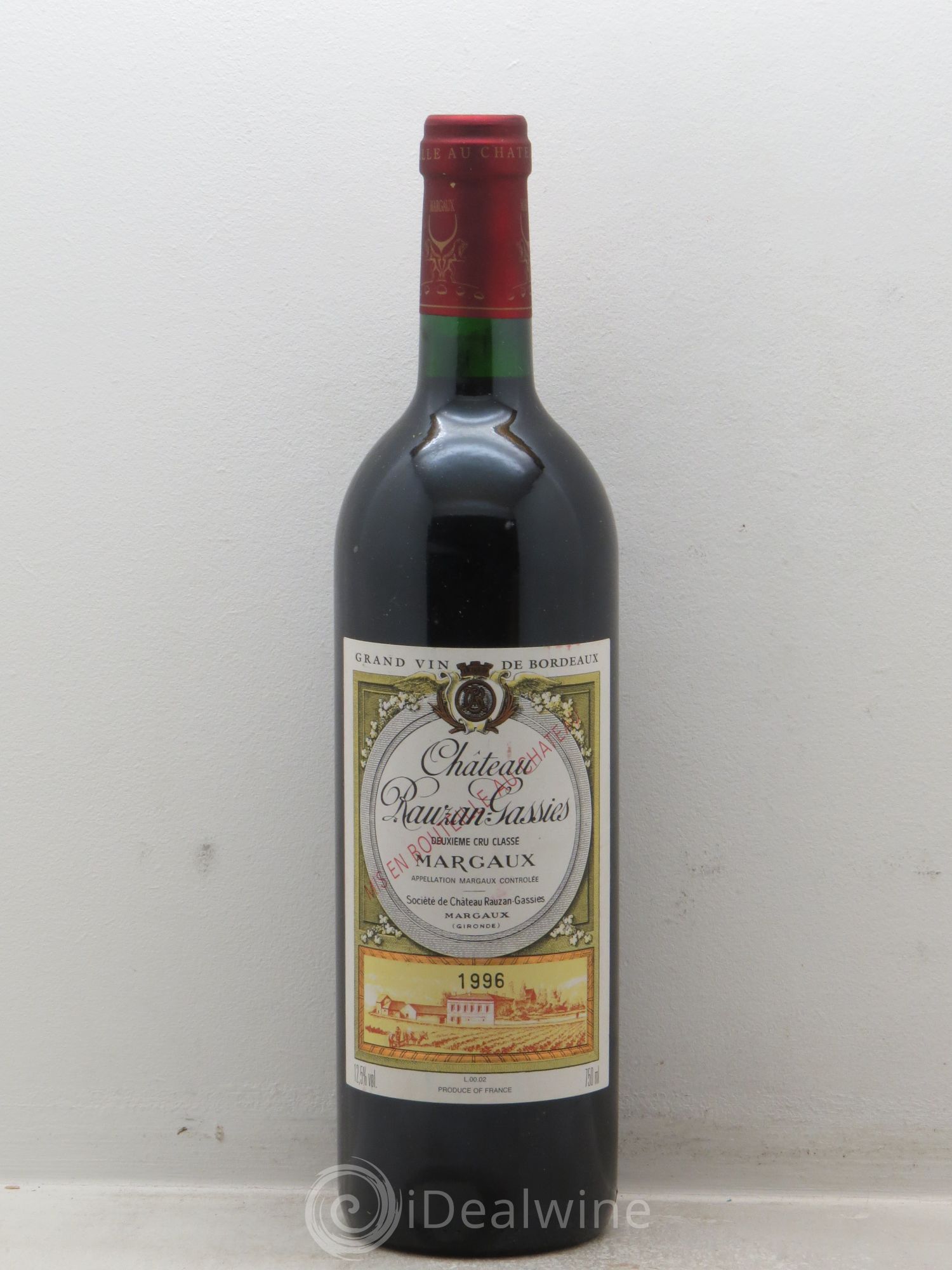 Château Rauzan-Gassies 2ème Grand Cru Classé (sans prix de réserve) 1996 - Lot de 1 bouteille - 0