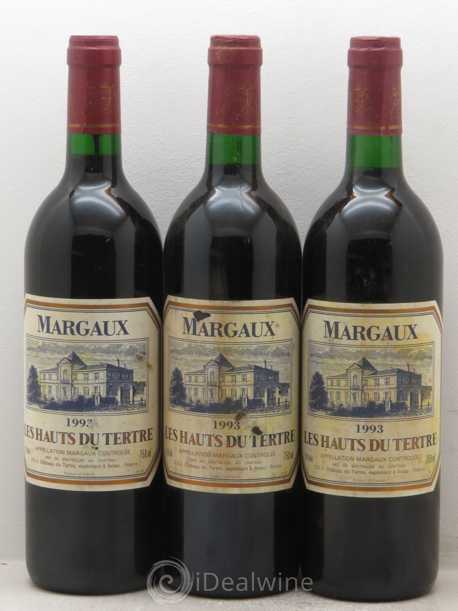 Bordeaux les Hauts du Tertre Margaux (sans prix de réserve) 1993 - Posten von 3 Flaschen - 0