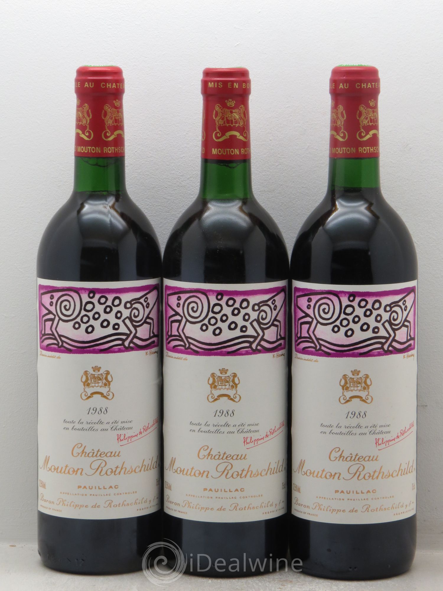Château Mouton Rothschild 1er Grand Cru Classé 1988 - Lot de 3 bouteilles - 0