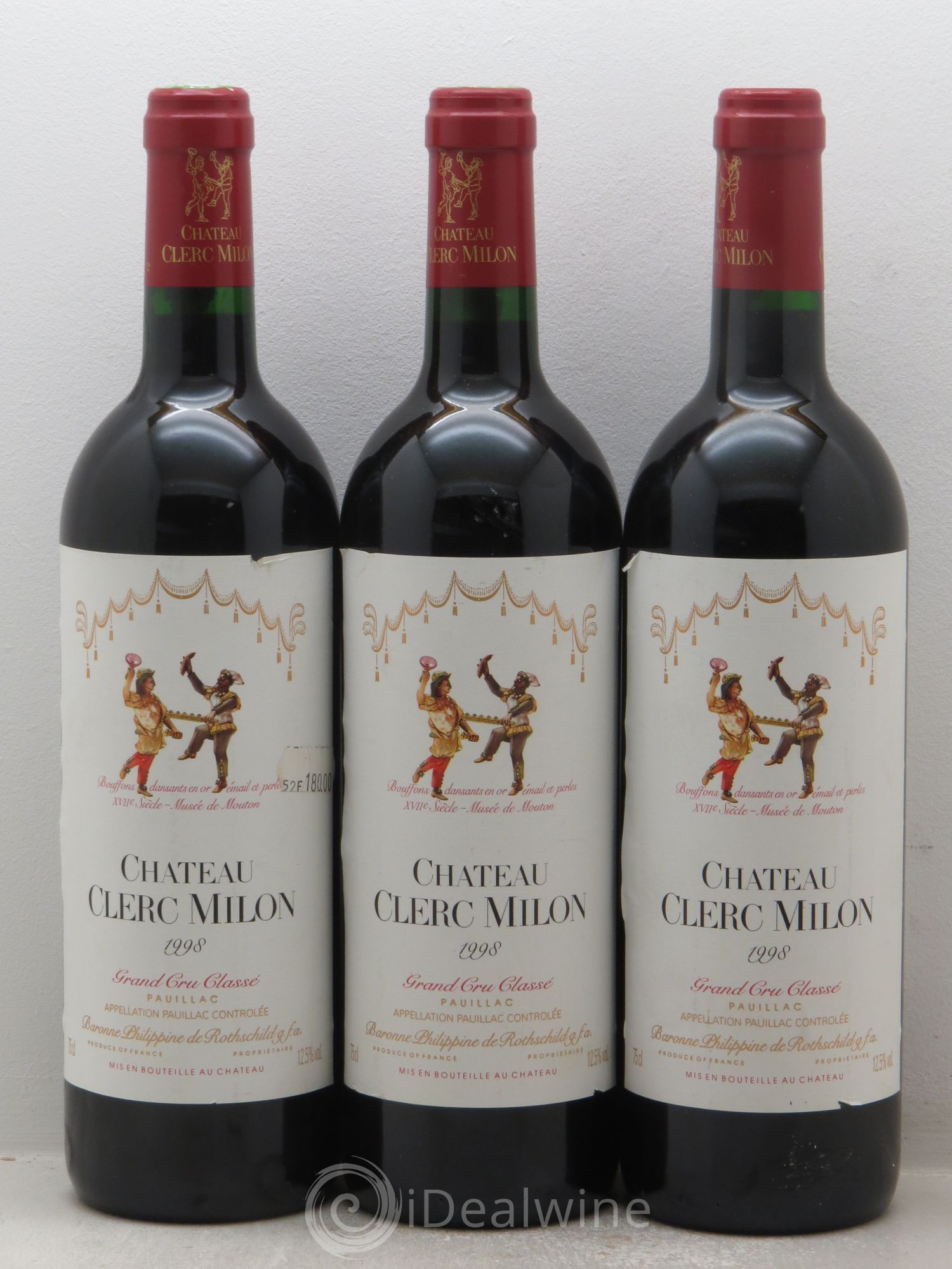 Château Clerc Milon 5ème Grand Cru Classé 1998 - Lot de 3 bouteilles - 0