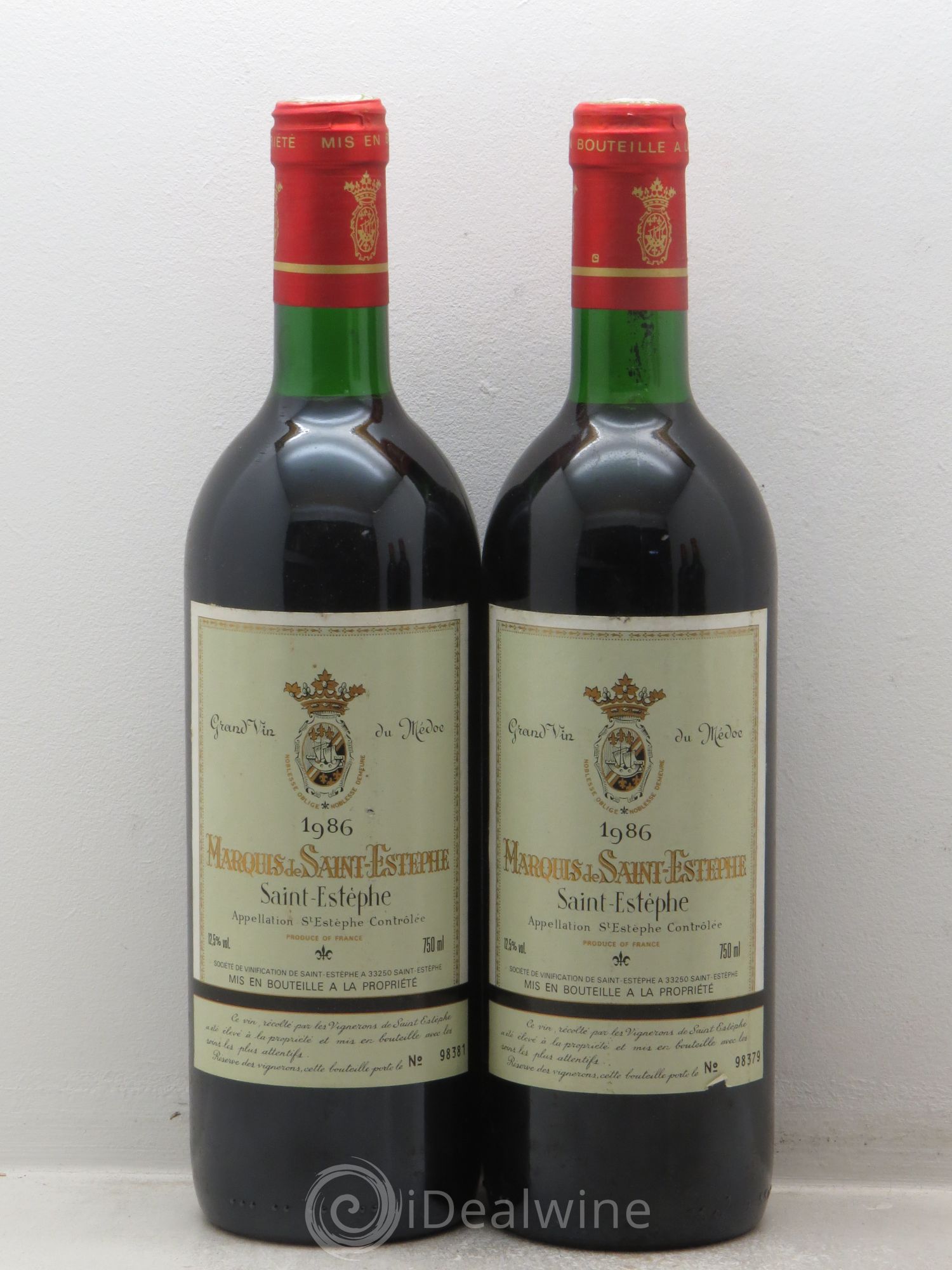 Marquis de Saint Estèphe 1986 - Lot de 2 bouteilles - 0
