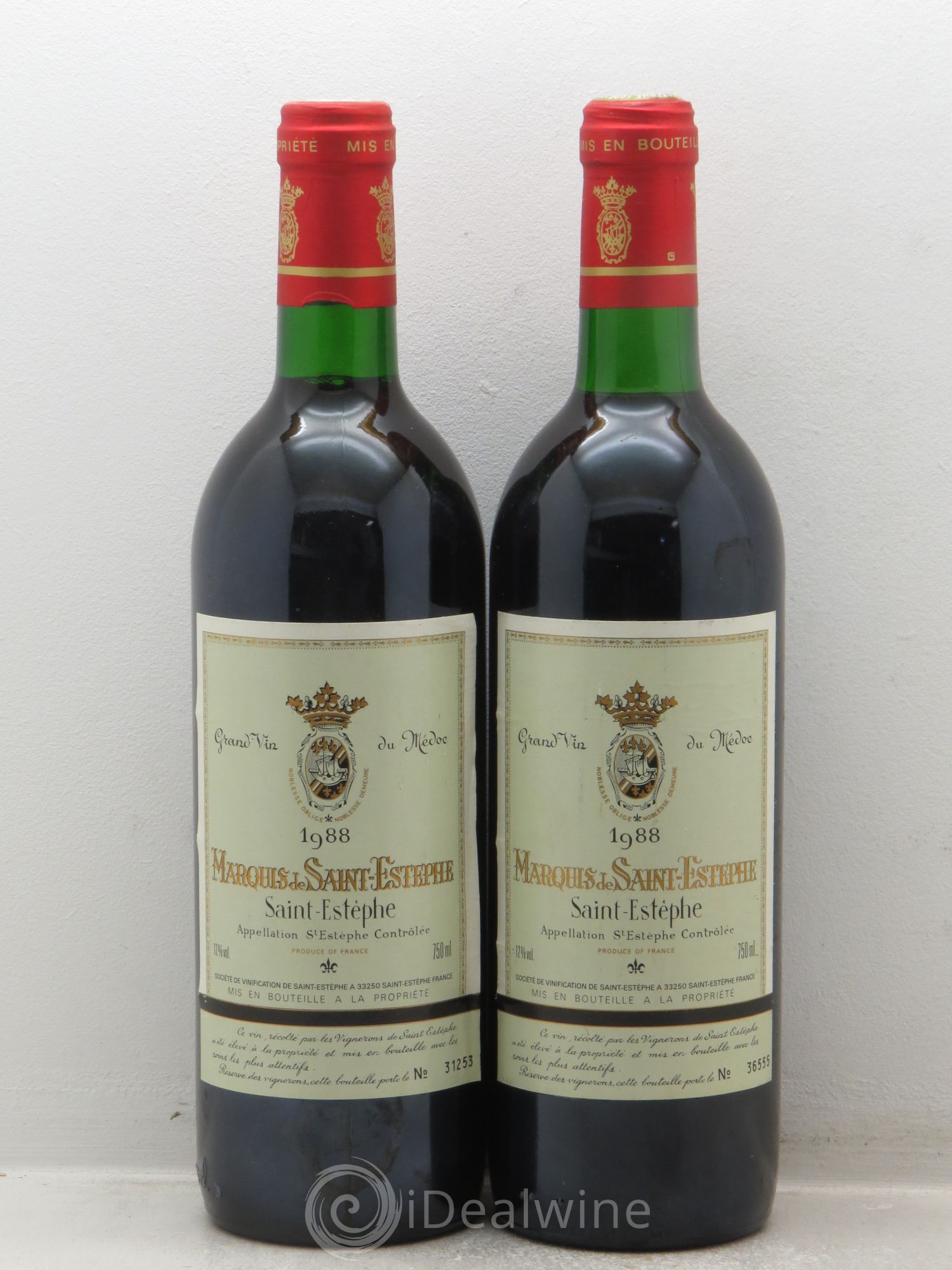 Marquis de Saint Estèphe (sans prix de réserve) 1988 - Lot de 2 bouteilles - 0