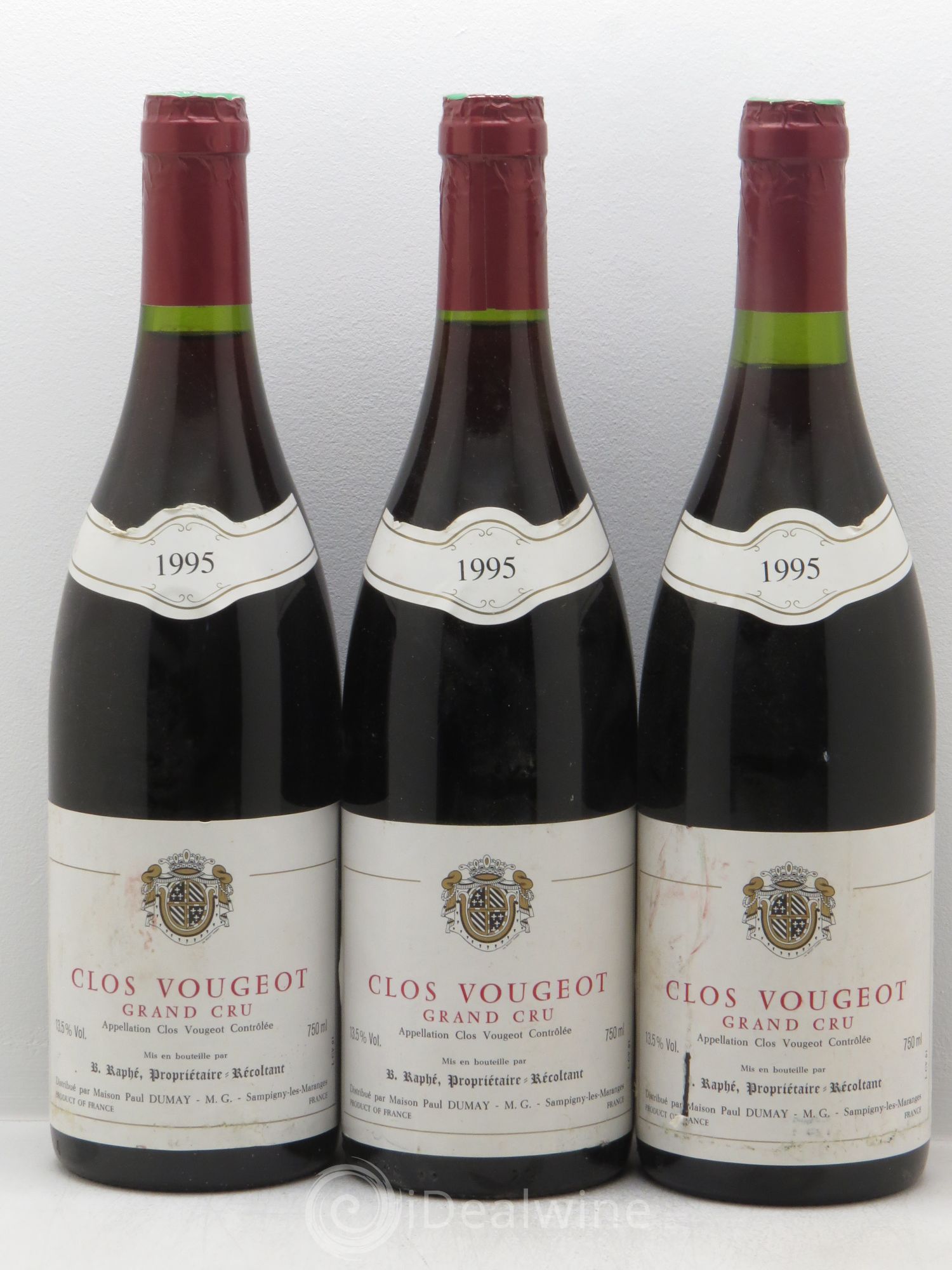 Clos de Vougeot Grand Cru Raphé 1995 - Lot de 3 bouteilles - 0