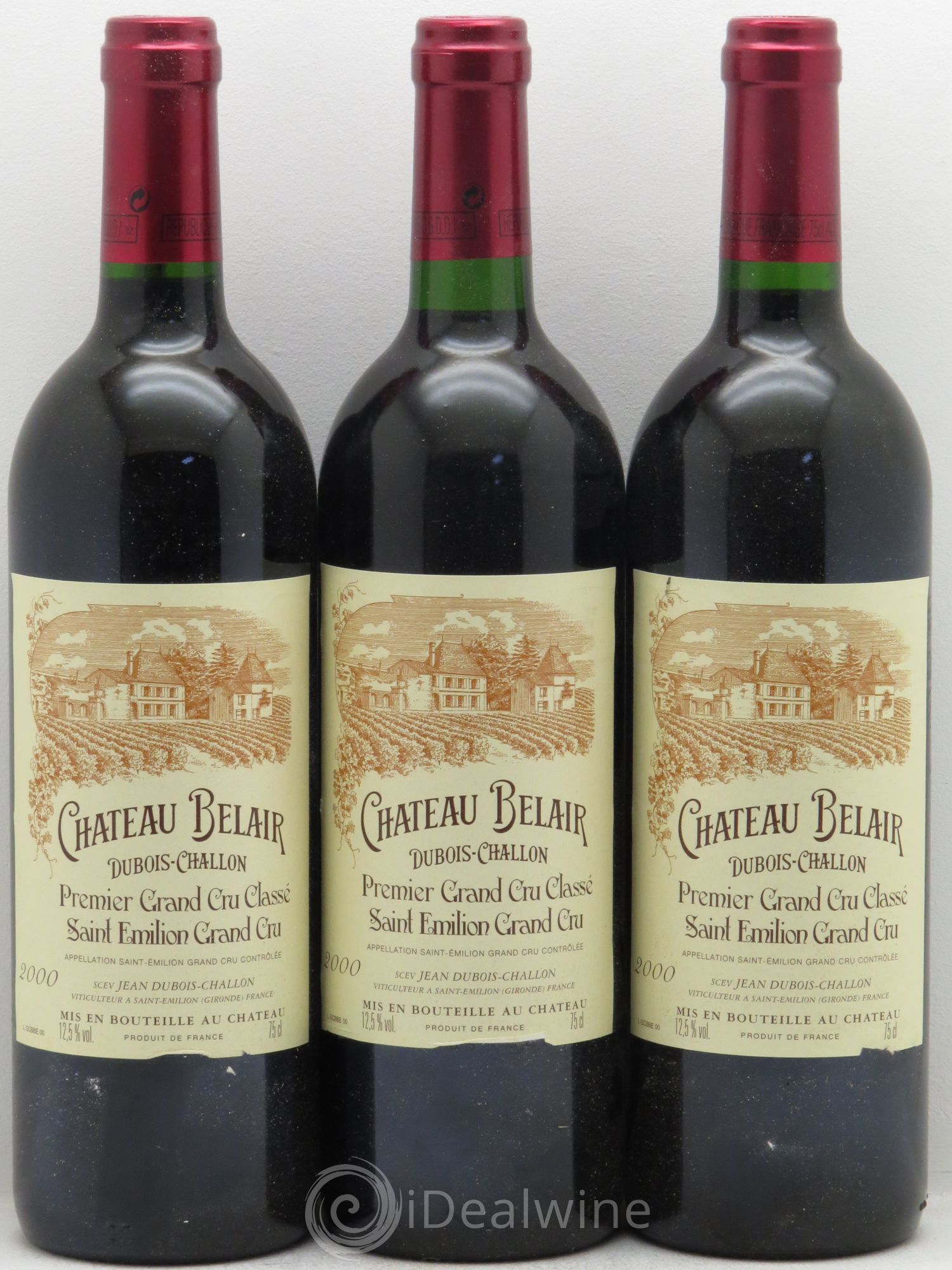 Château Belair (Belair-Monange) 1er Grand Cru Classé B 2000 - Lot de 3 bouteilles - 0