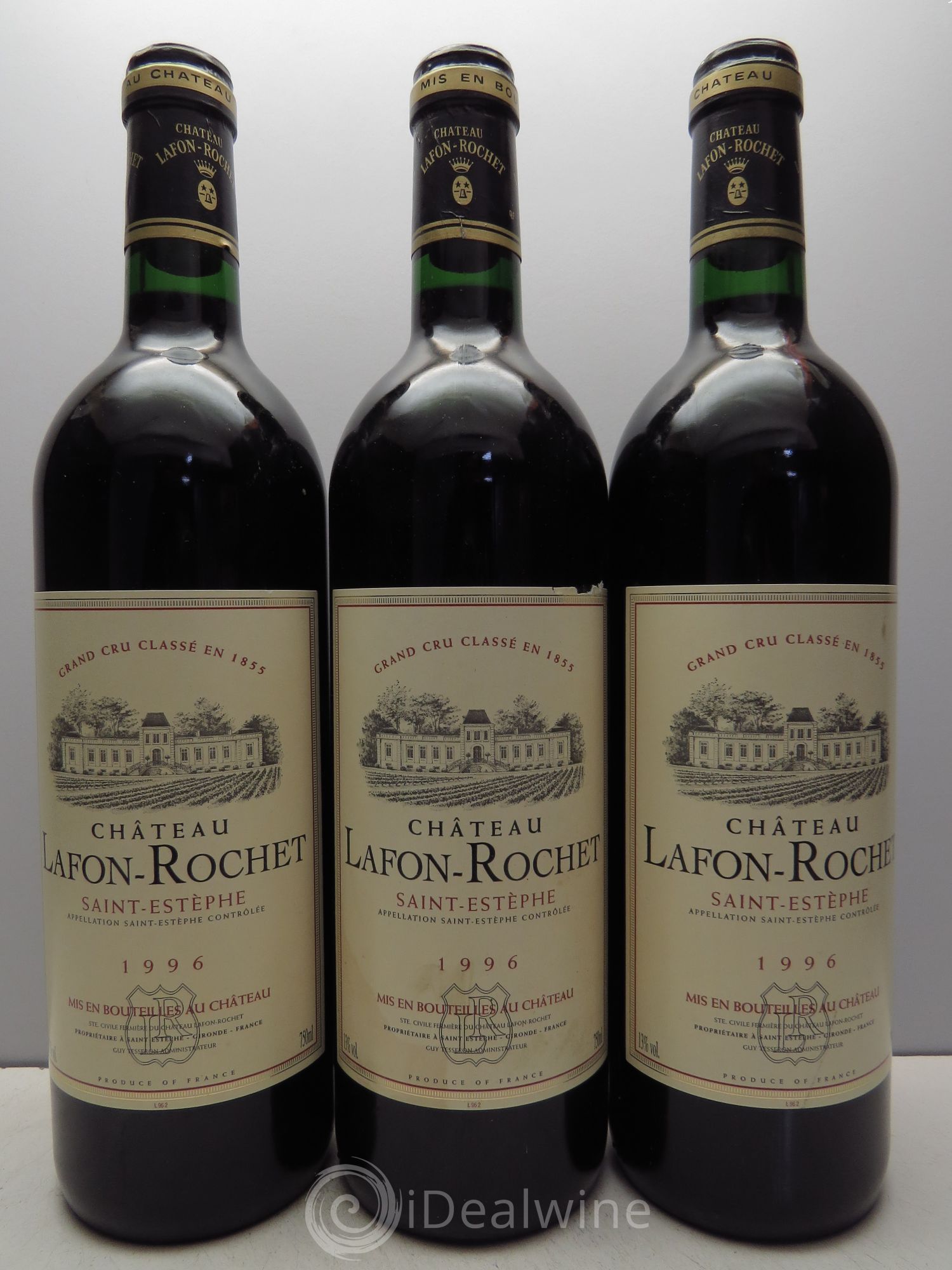 Château Lafon Rochet 4ème Grand Cru Classé 1996 - Lot de 3 bouteilles - 0