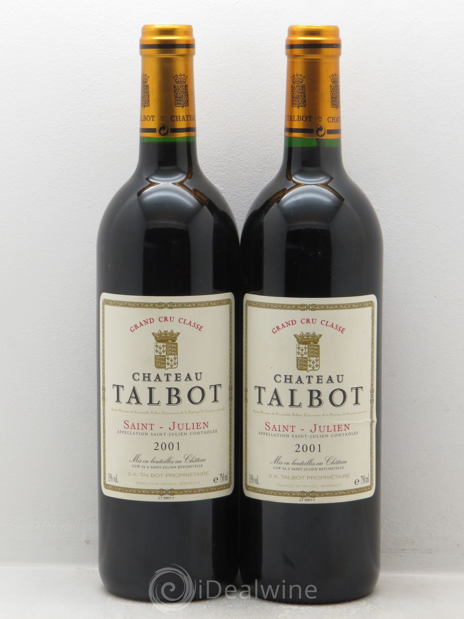 Château Talbot 4ème Grand Cru Classé (sans prix de réserve) 2001 - Lot de 2 bouteilles - 0