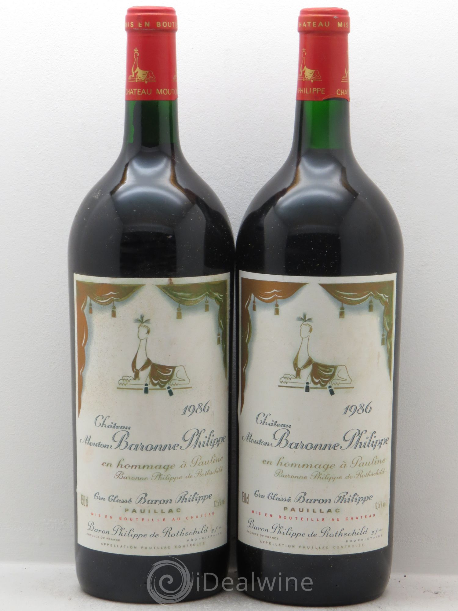 Château d' Armailhac - Mouton Baron(ne) Philippe 5ème Grand Cru Classé 1986 - Lot de 2 magnums - 0