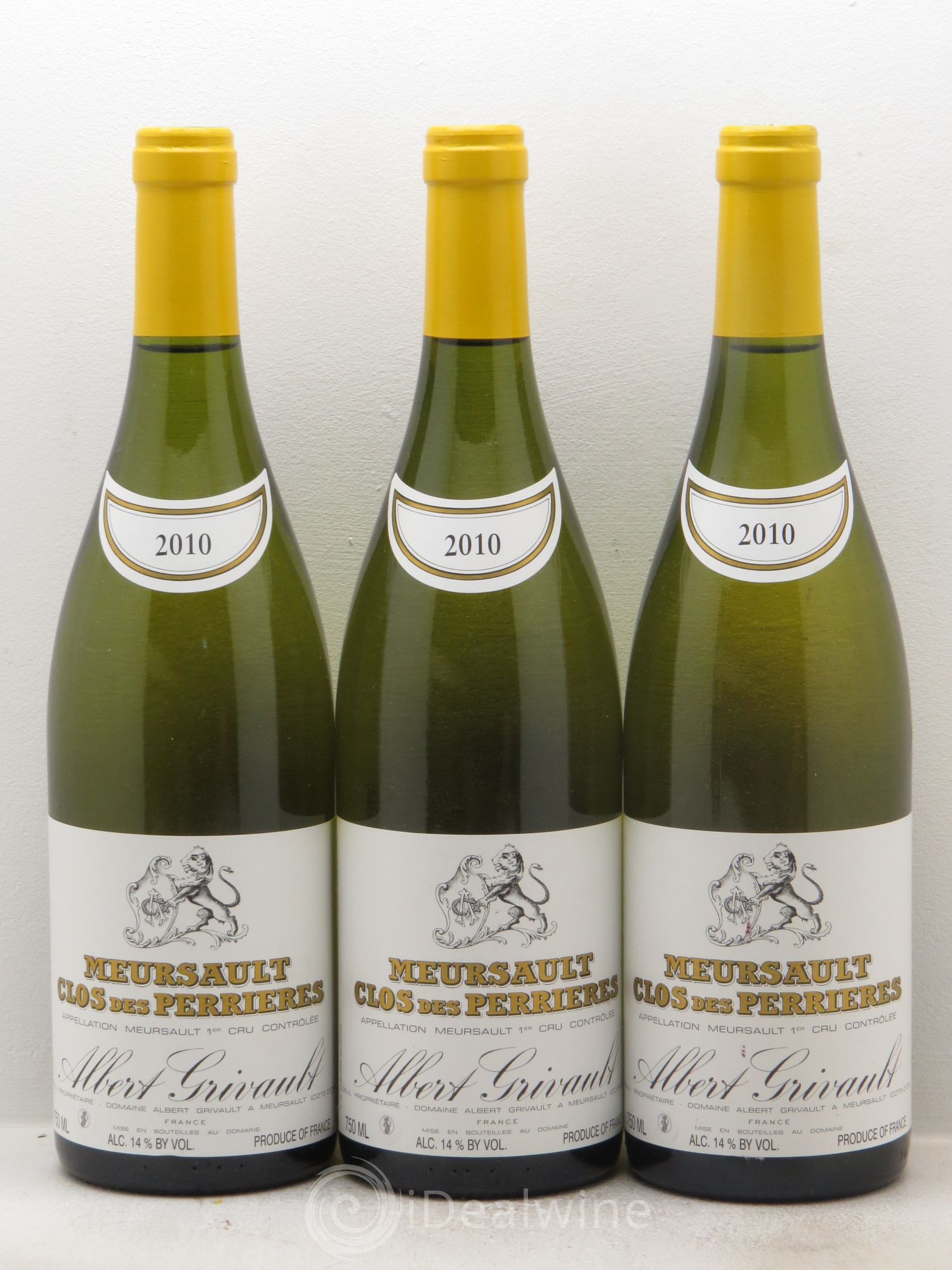 Meursault 1er Cru Clos des Perrières Monopole Albert Grivault 2010 - Lot de 3 bouteilles - 0