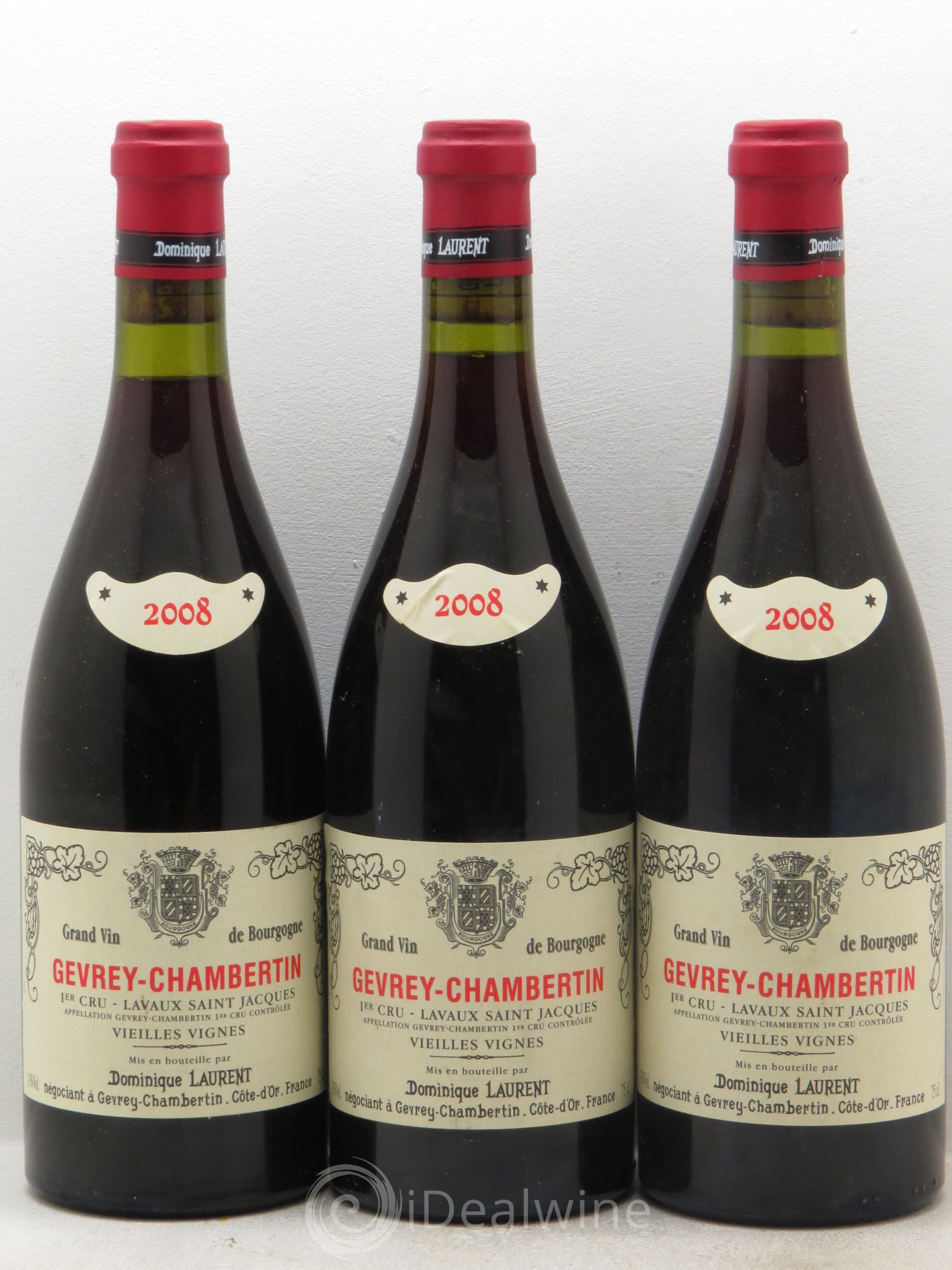 Gevrey-Chambertin 1er Cru Lavaux St Jacques Vieilles Vignes - Dominique Laurent 2008 - Posten von 3 Flaschen - 0