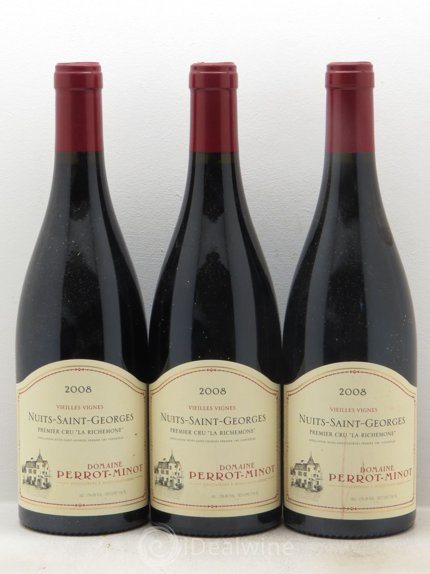Nuits-Saint-Georges 1er Cru La Richemone Vieilles Vignes Perrot-Minot 2008 - Lot de 3 bouteilles - 0