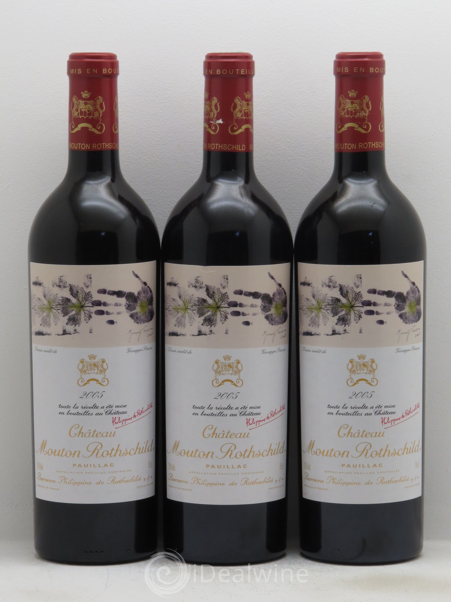 Château Mouton Rothschild 1er Grand Cru Classé 2005 - Lot de 3 bouteilles - 0