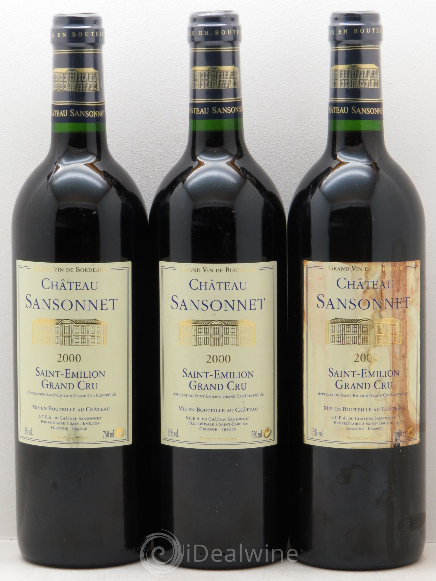 Château Sansonnet Grand Cru Classé (sans prix de réserve / no reserve) (sans prix de réserve - no reserve) 2000 - Posten von 3 Flaschen - 0