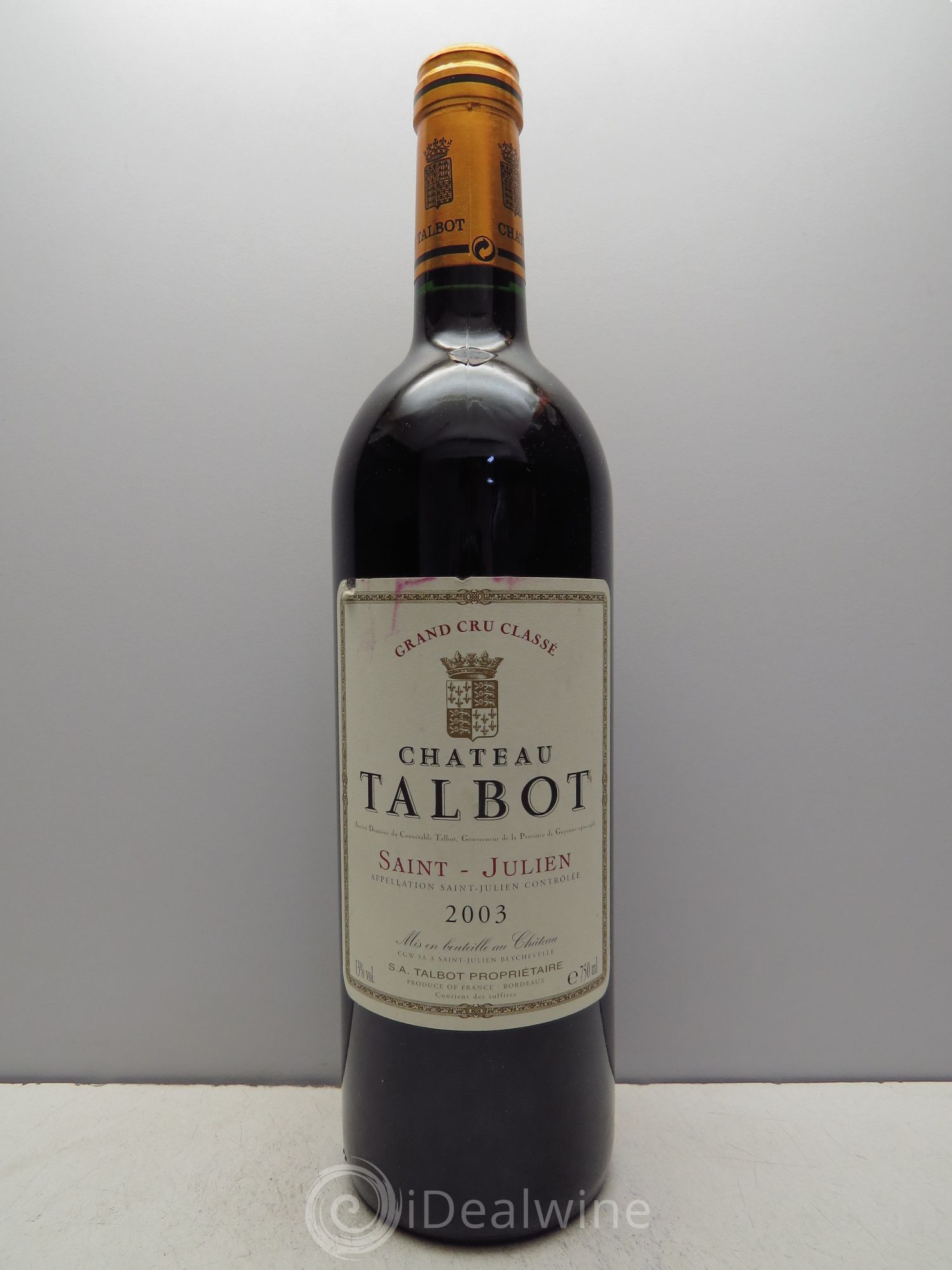 Château Talbot 4ème Grand Cru Classé (sans prix de réserve / no reserve) 2003 - Posten von 1 Flasche - 0