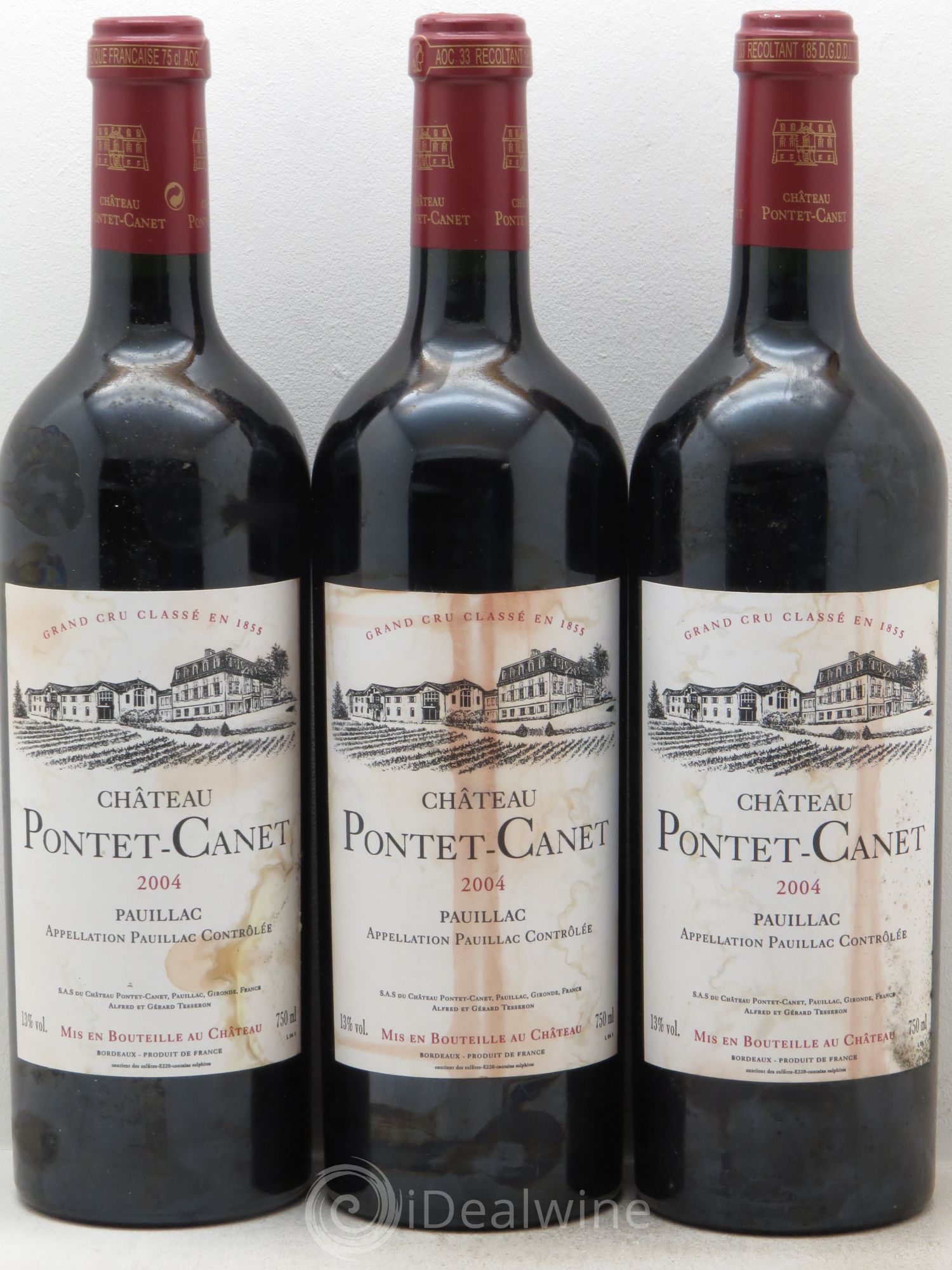 Château Pontet Canet 5ème Grand Cru Classé 2004 - Lot de 3 bouteilles - 0