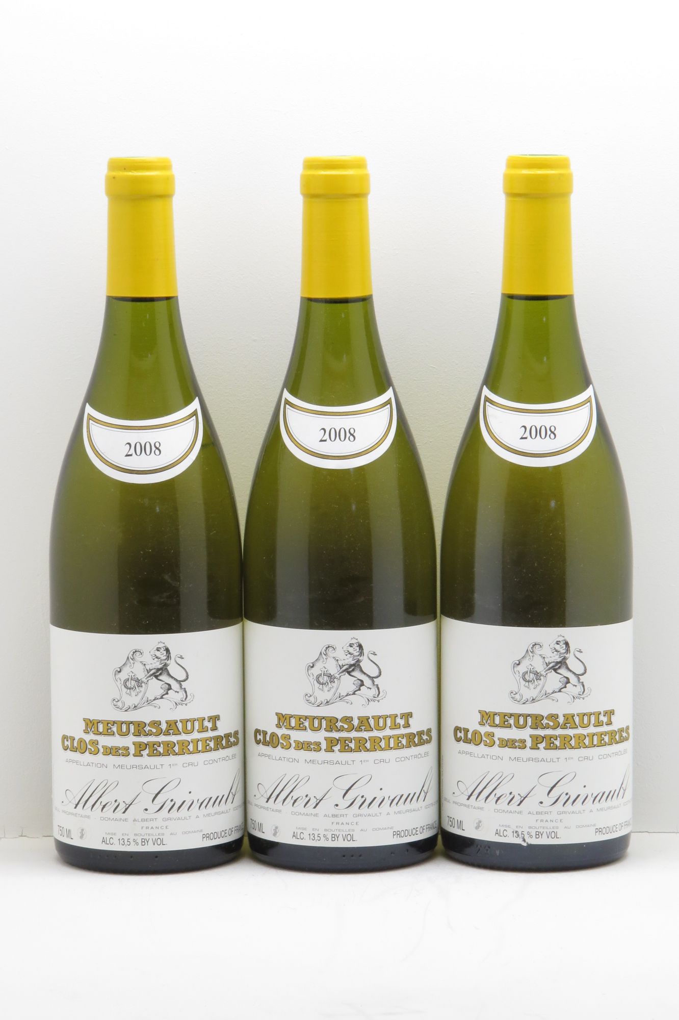 Meursault 1er Cru Perrières Albert Grivault 2008 - Lot de 3 bouteilles - 0