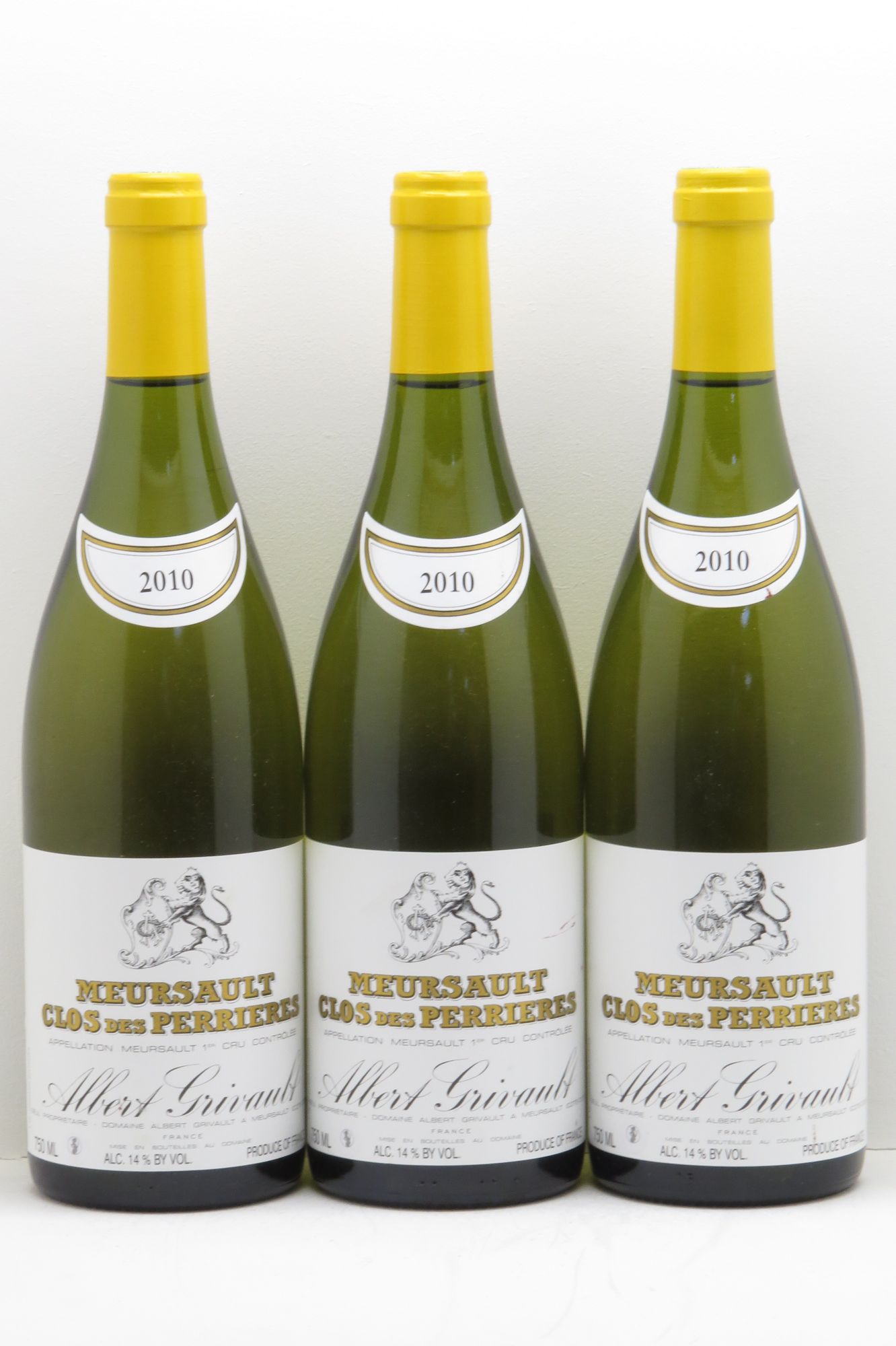 Meursault 1er Cru Perrières Albert Grivault 2010 - Lot de 3 bouteilles - 0