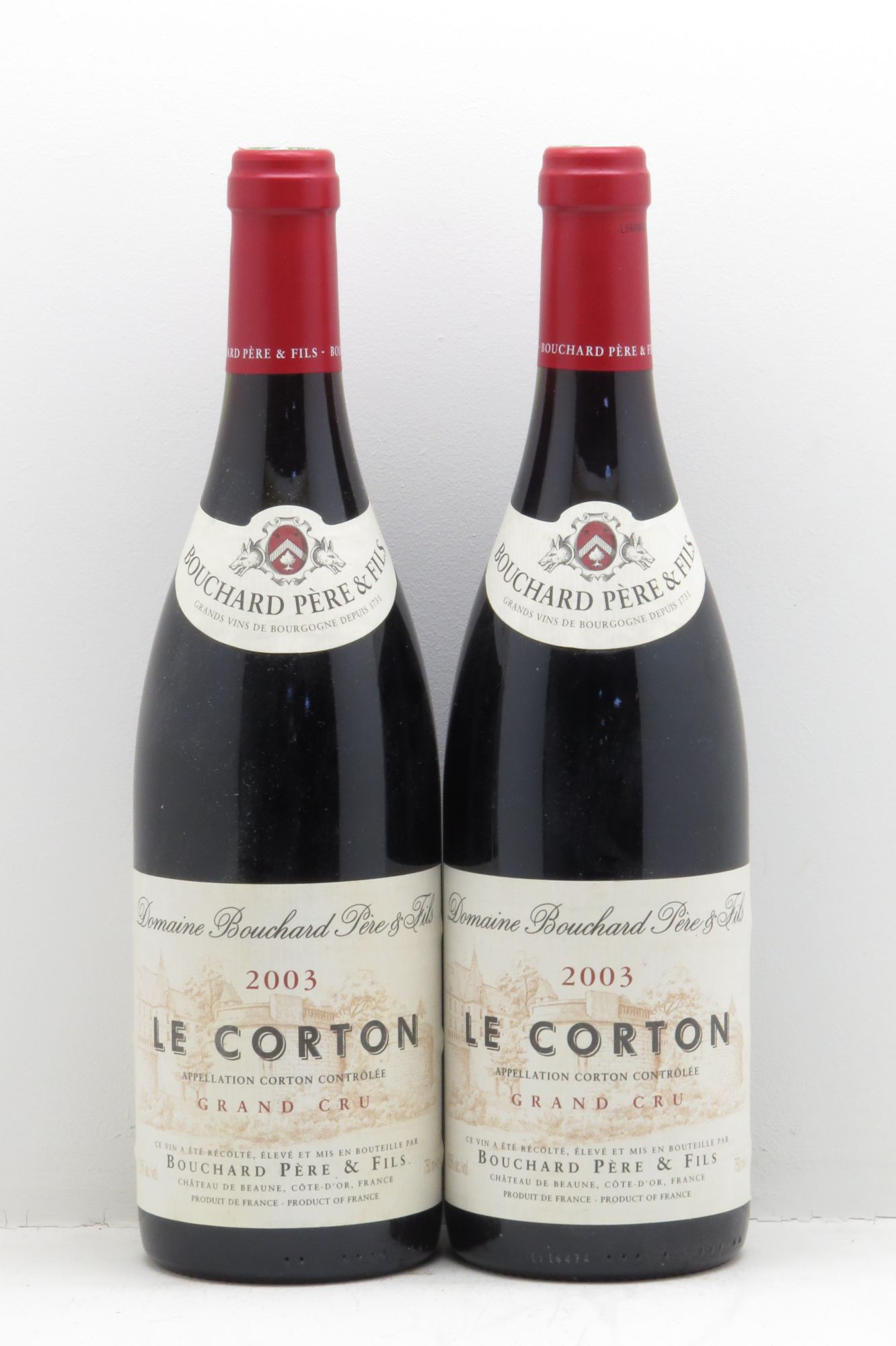 Corton Grand Cru Le Corton Bouchard Père & Fils 2003 - Lot de 2 bouteilles - 0