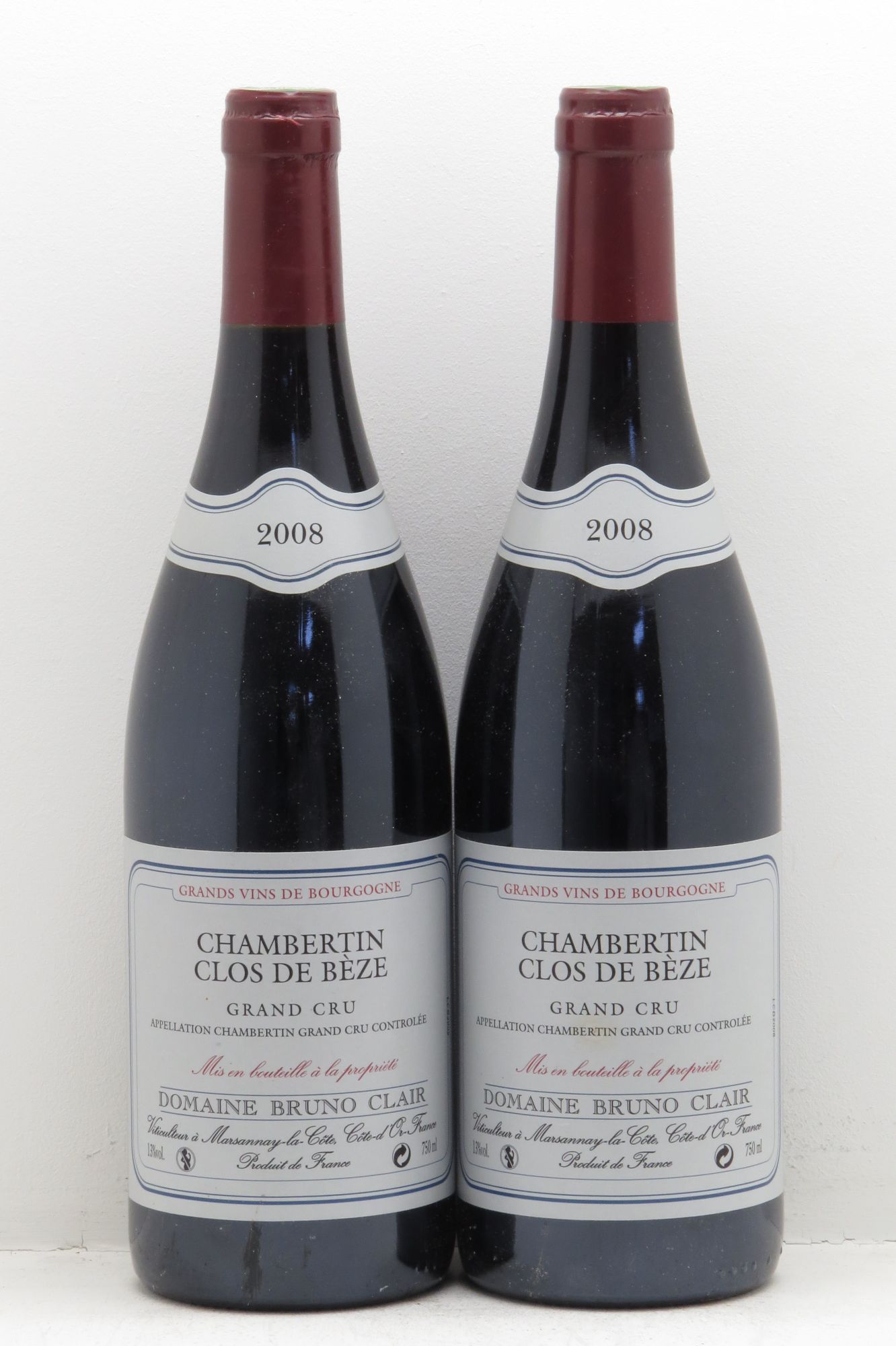 Chambertin Clos de Bèze Grand Cru Bruno Clair (Domaine) 2008 - Lot de 2 bouteilles - 0