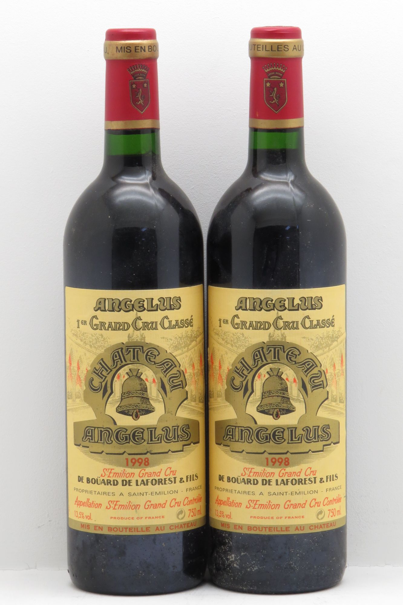 Château Angélus 1er Grand Cru Classé A 1998 - Lot de 2 bouteilles - 0