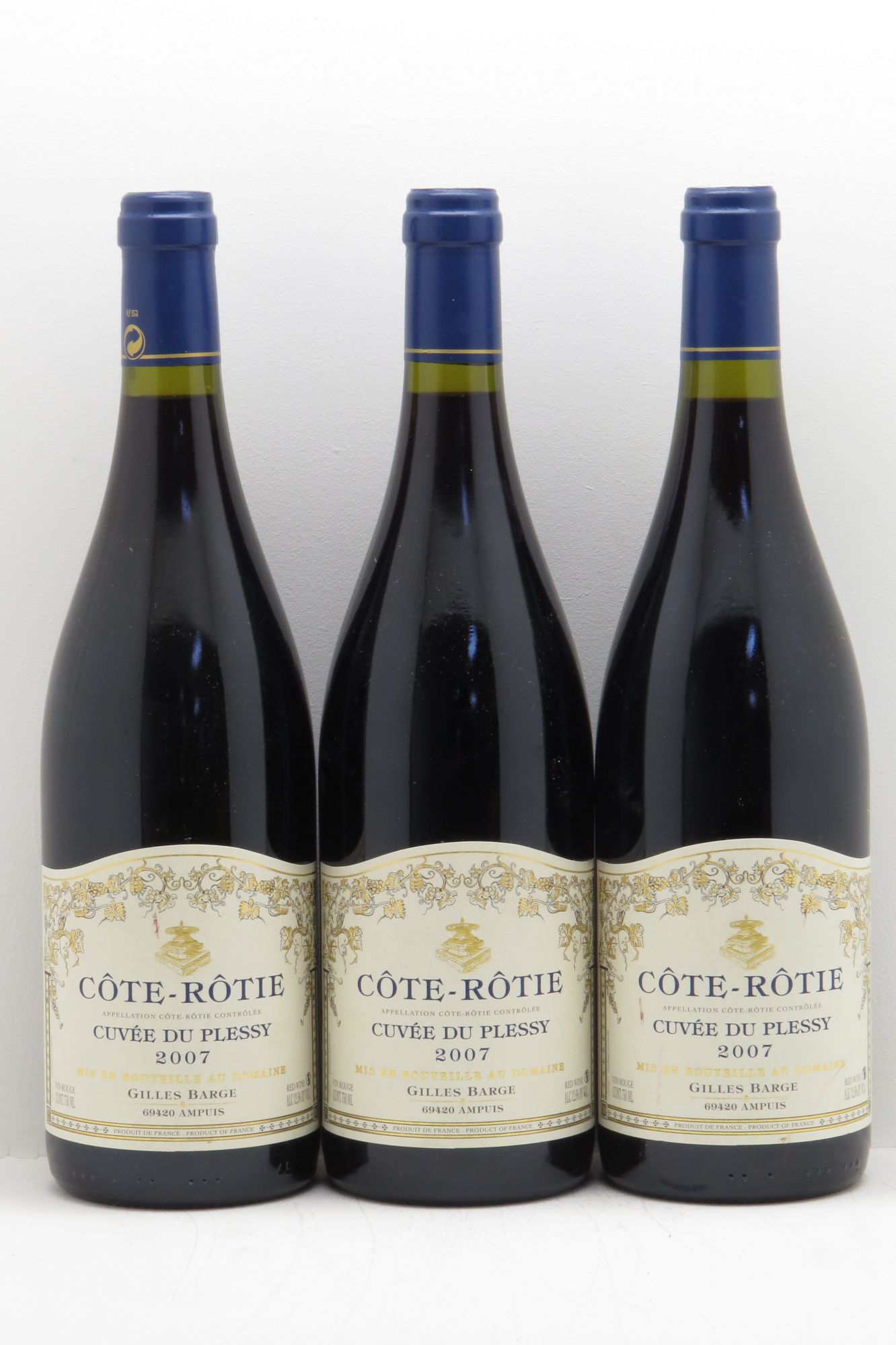 Côte-Rôtie Cuvée du Plessy Gilles Barges (sans prix de réserve - no reserve) 2007 - Posten von 3 Flaschen - 0