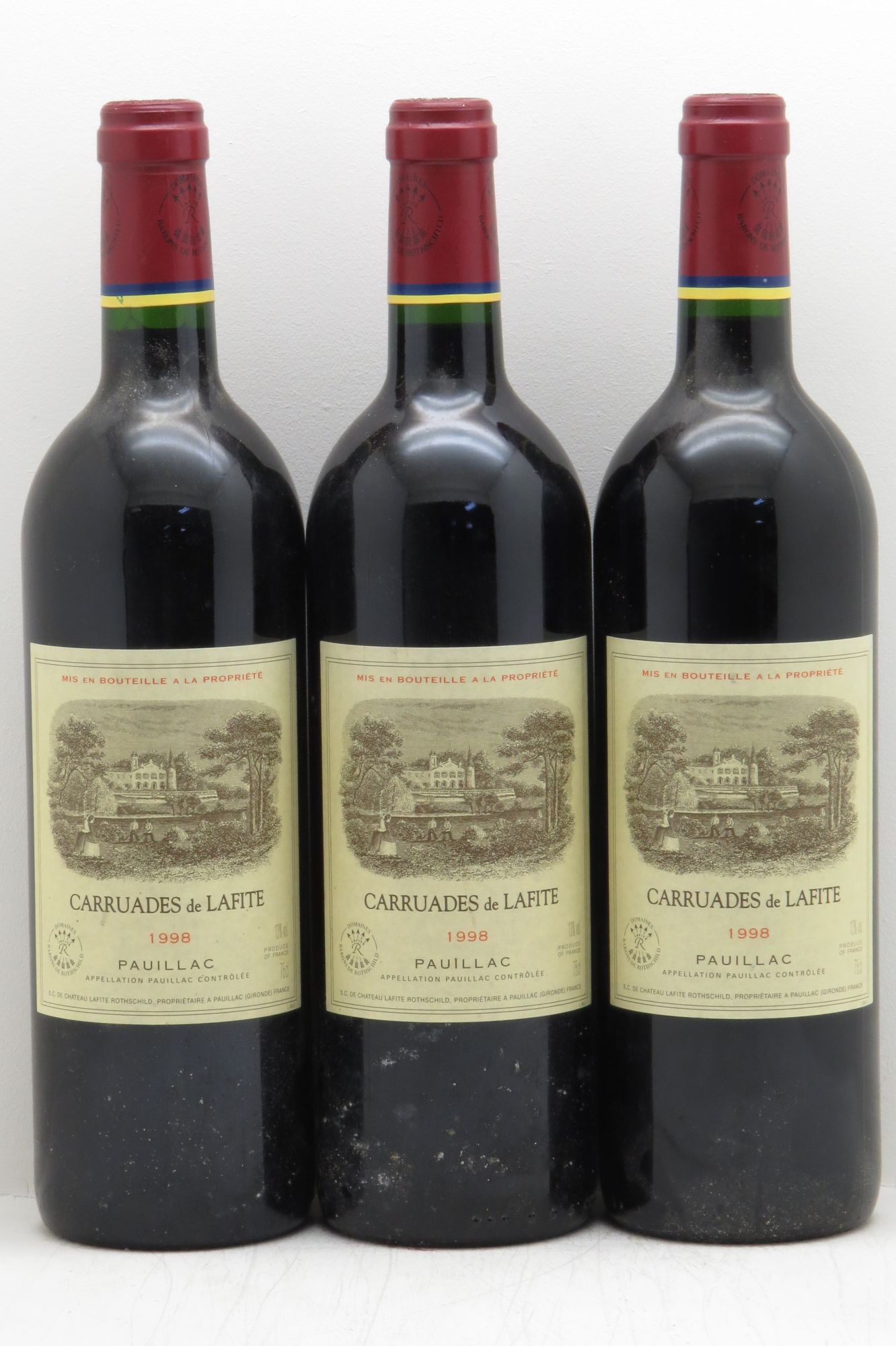 Carruades de Lafite Rothschild Second Vin 1998 - Lot de 3 bouteilles - 0