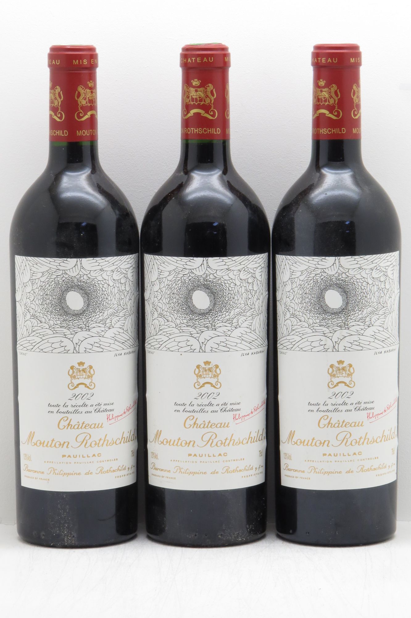 Château Mouton Rothschild 1er Grand Cru Classé 2002 - Lot de 3 bouteilles - 0