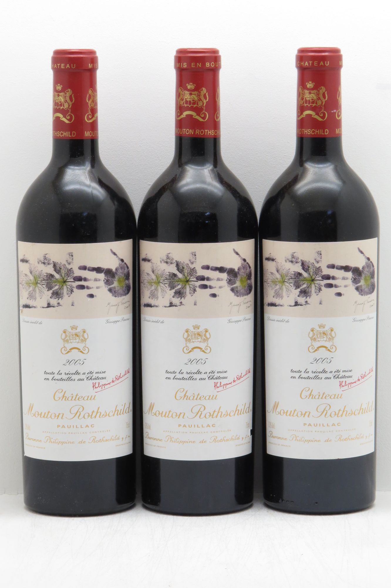 Château Mouton Rothschild 1er Grand Cru Classé 2005 - Lot de 3 bouteilles - 0