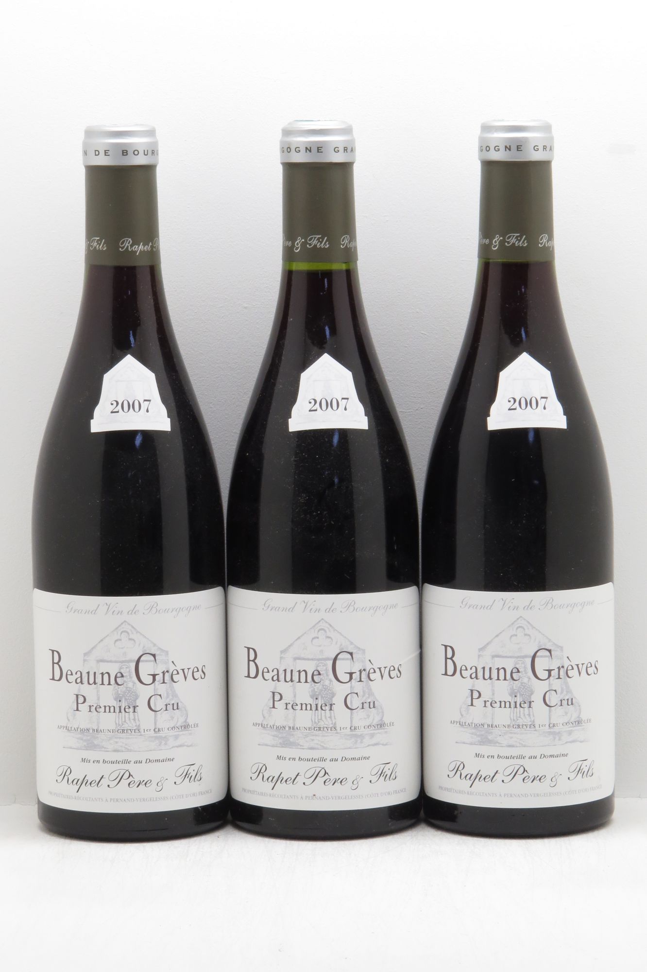 Beaune 1er Cru Domaine Rapet (sans prix de réserve - no reserve) 2007 - Posten von 3 Flaschen - 0
