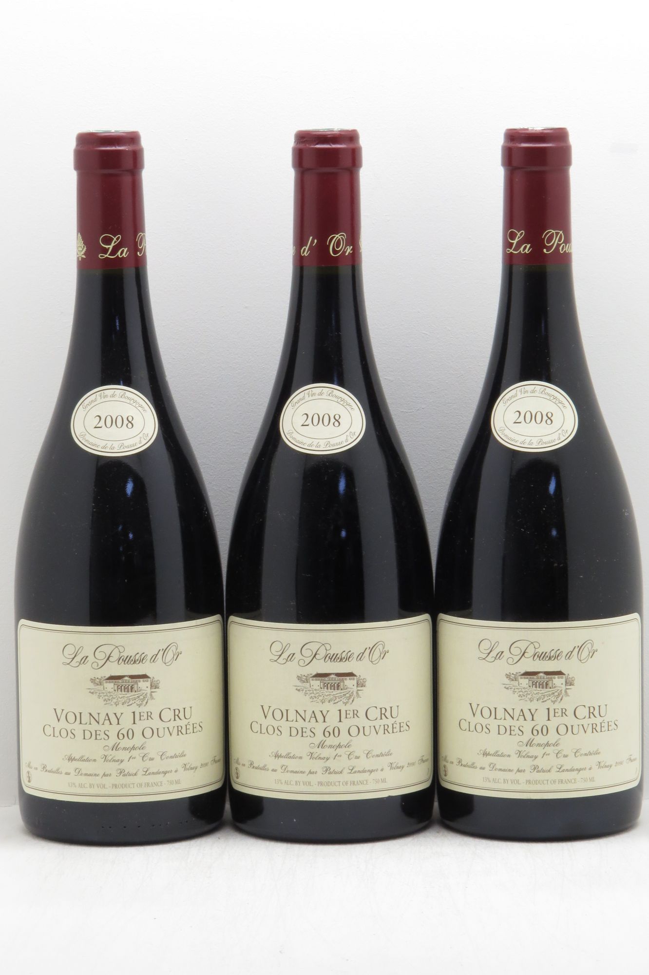 Volnay 1er Cru Clos des 60 ouvrées La Pousse d'Or (Domaine de) 2008 - Lot de 3 bouteilles - 0