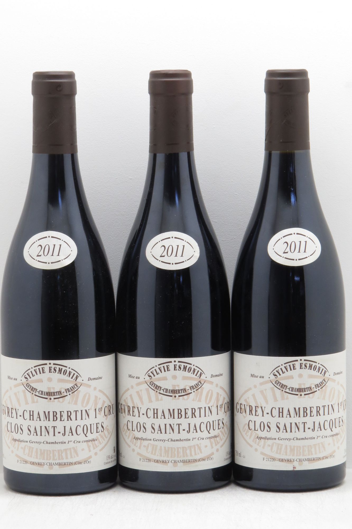 Gevrey-Chambertin 1er Cru Clos Saint Jacques Sylvie Esmonin 2011 - Lot de 3 bouteilles - 0