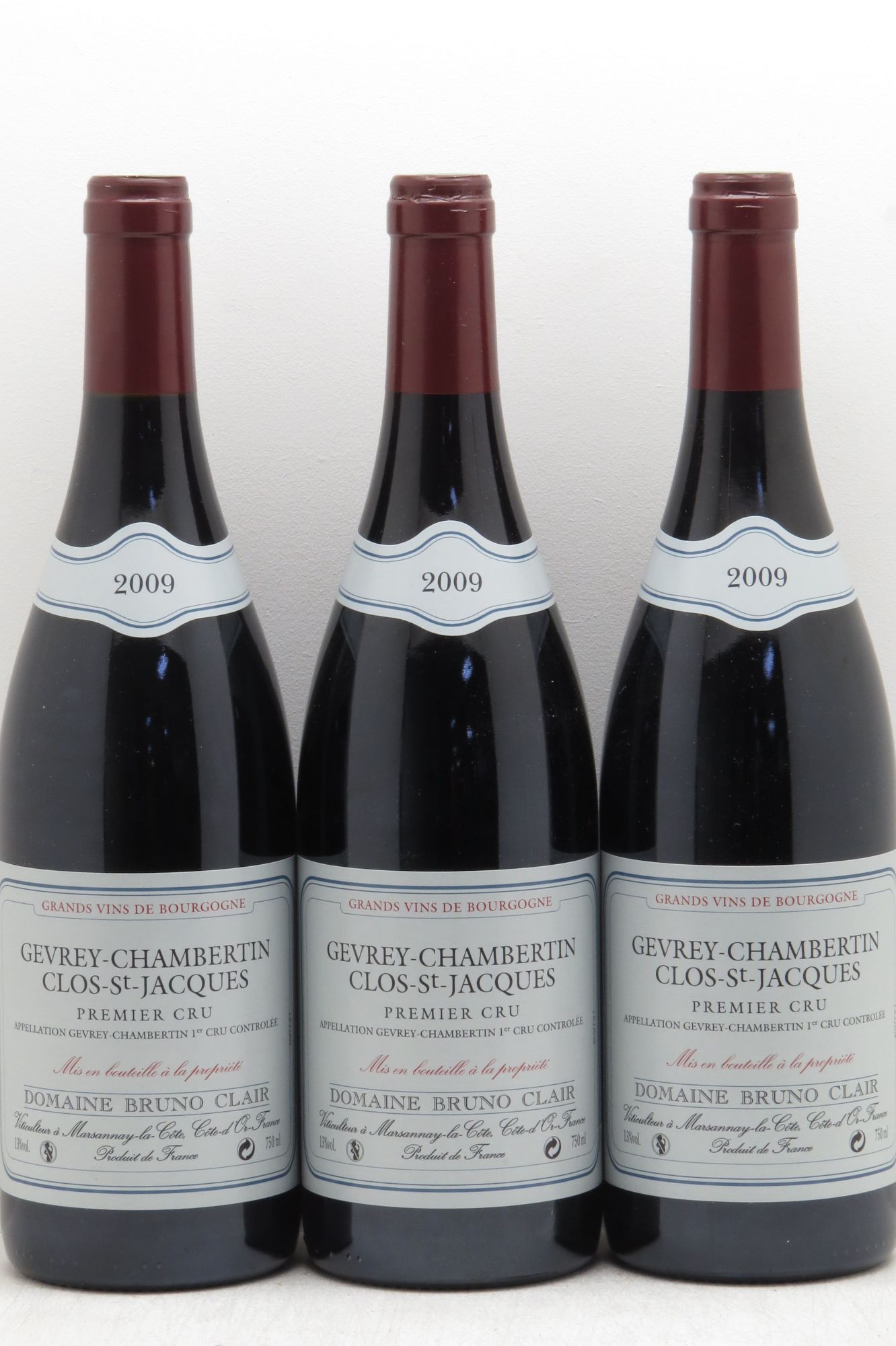 Gevrey-Chambertin 1er Cru Clos Saint-Jacques Bruno Clair (Domaine) 2009 - Lot de 3 bouteilles - 0