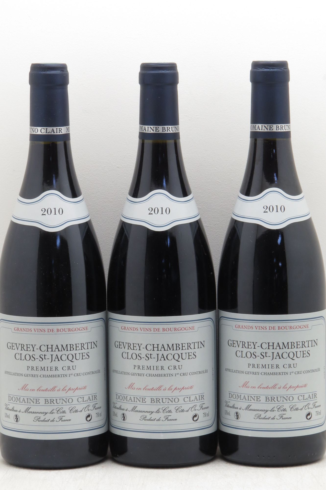 Gevrey-Chambertin 1er Cru Clos Saint-Jacques Bruno Clair (Domaine) 2010 - Lot de 3 bouteilles - 0