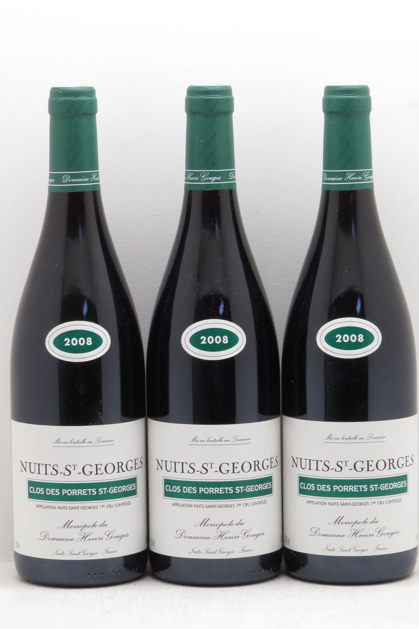 Nuits-Saint-Georges 1er Cru Clos des Porrets St Georges Henri Gouges 2008 - Lot de 3 bouteilles - 0