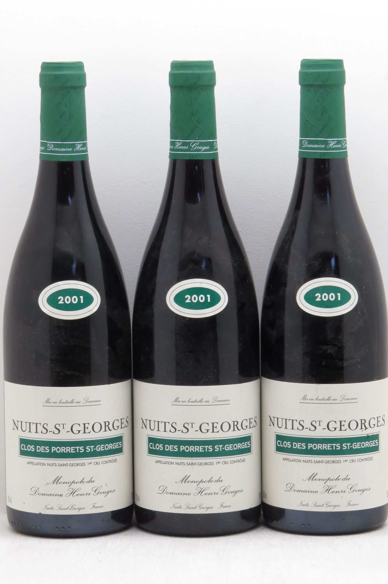 Nuits-Saint-Georges 1er Cru Clos des Porrets St Georges Henri Gouges 2001 - Lot de 3 bouteilles - 0