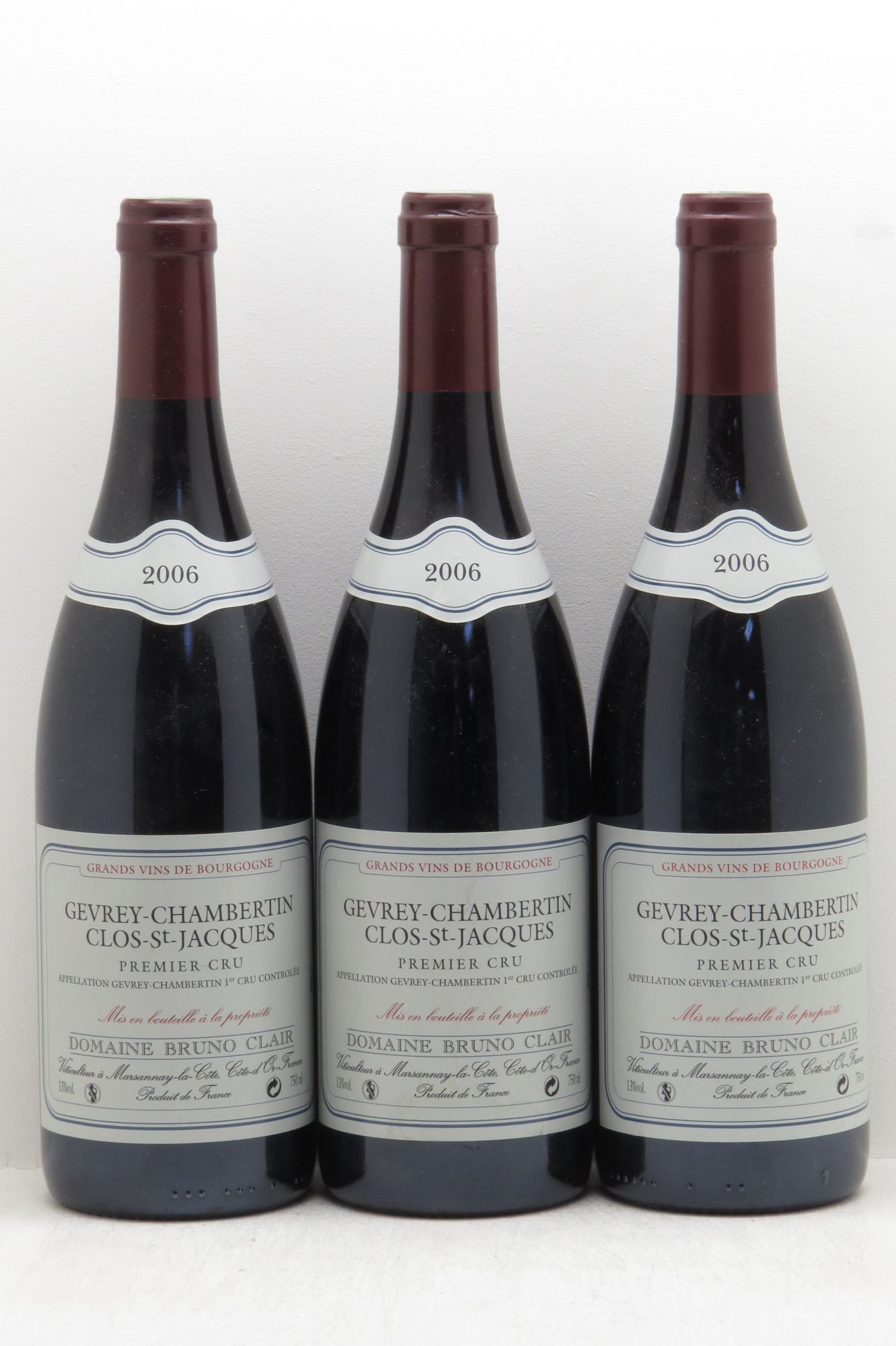 Gevrey-Chambertin 1er Cru Clos Saint-Jacques Bruno Clair (Domaine) 2006 - Lot de 3 bouteilles - 0